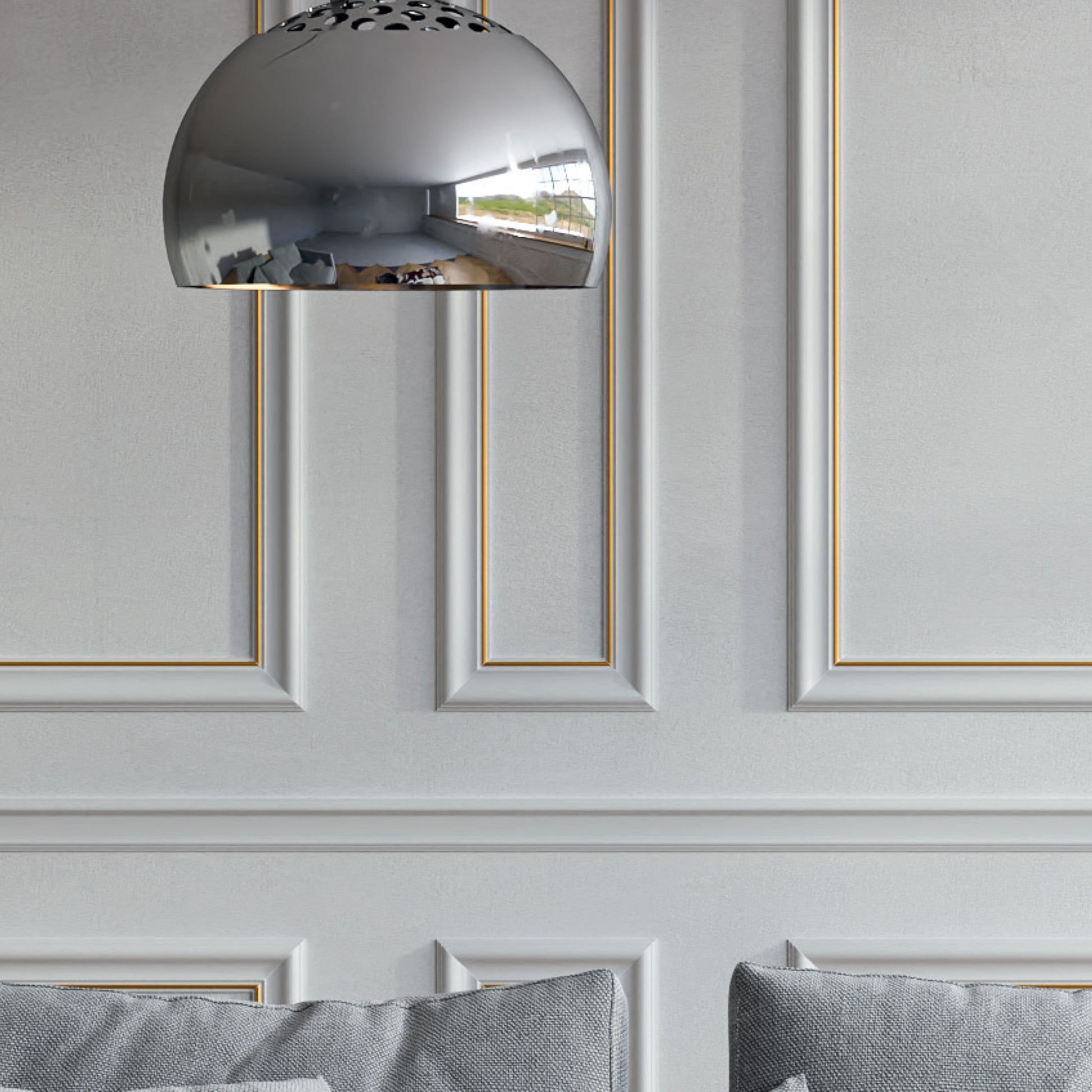 4 barre intere PRETAGLIATE AD ANGOLO per Bugna Boiserie in polimeri linea GOLD (filo oro) bianco Avorio 9010 varie dimensioni - Eternal Parquet