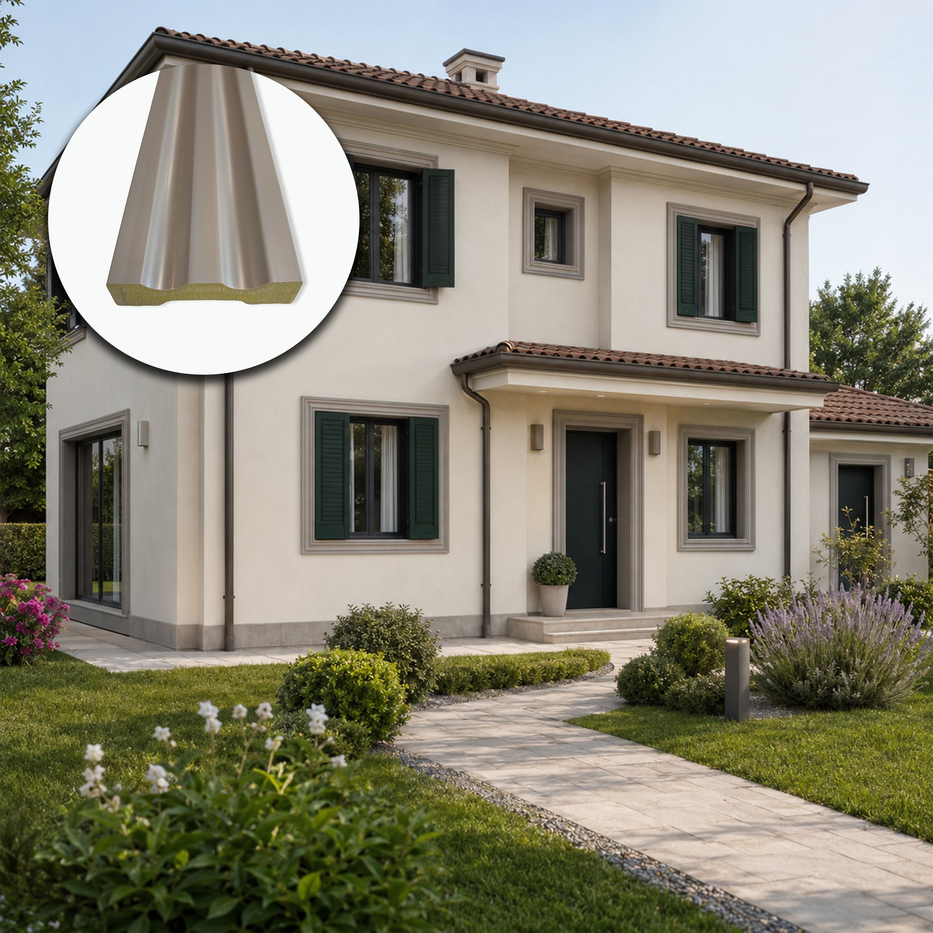 Cornice per Esterno in Polimero HPS 80x20x2500 mm – DECOREST EXTREME ARD JH17