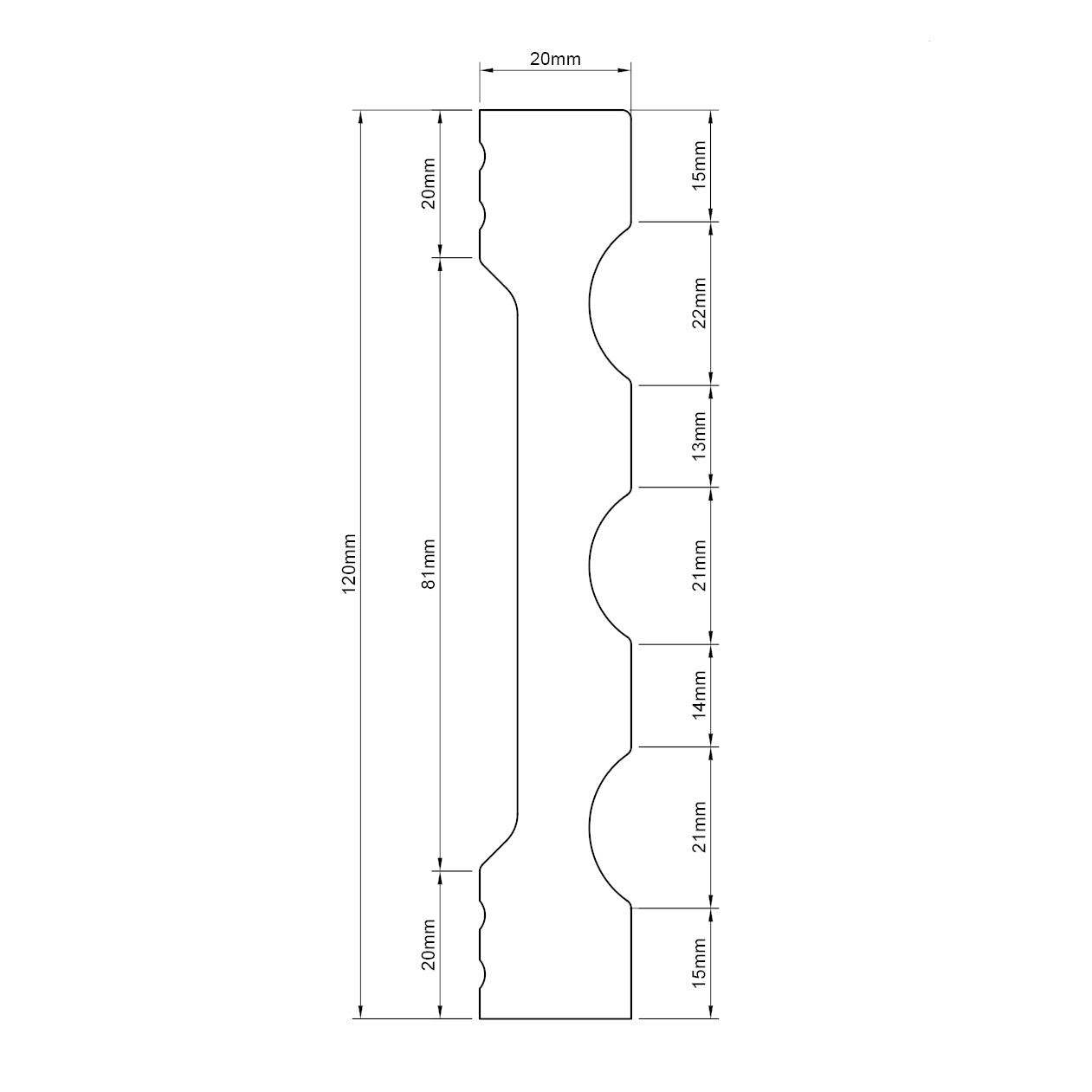 Cornice per Esterno in Polimero HPS 120x20x2500 mm – DECOREST EXTREME ARD JH18