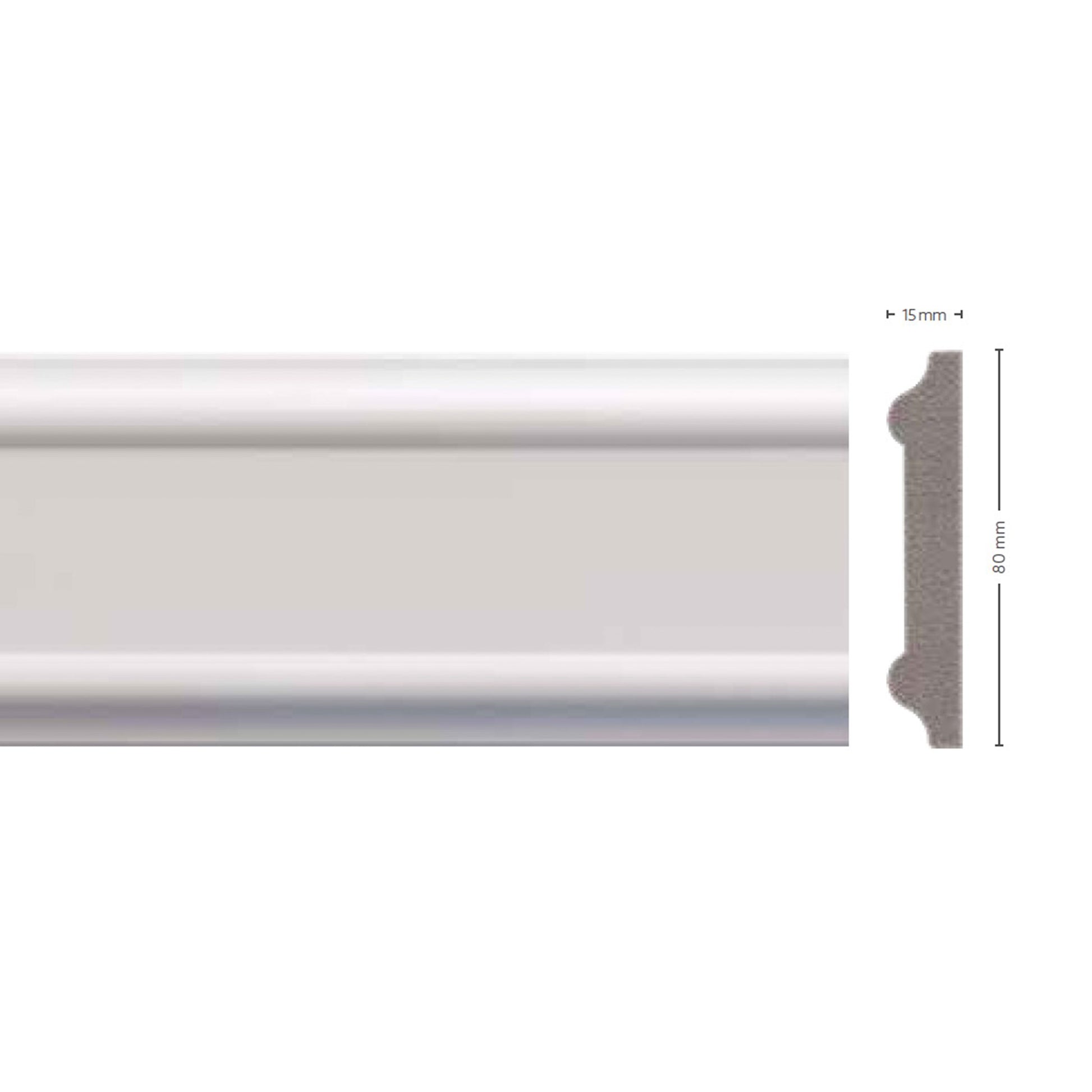 *STOCK FOLLI* Profilo a soffitto o boiserie in Polimeri Bianco RAL 9016 verniciabile 80X15mm (Prezzo al metro) - Eternal Parquet