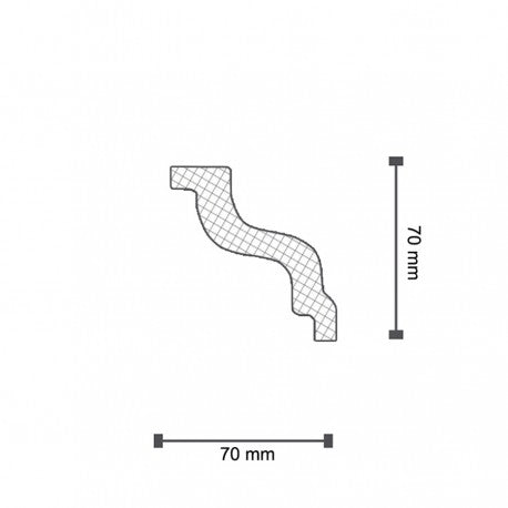 €1,99ml *** STOCK ***. Pacco da 70ml di cornice decorativa XPS compatto 70X70x2000 LD100L/M10 Eternal Parquet