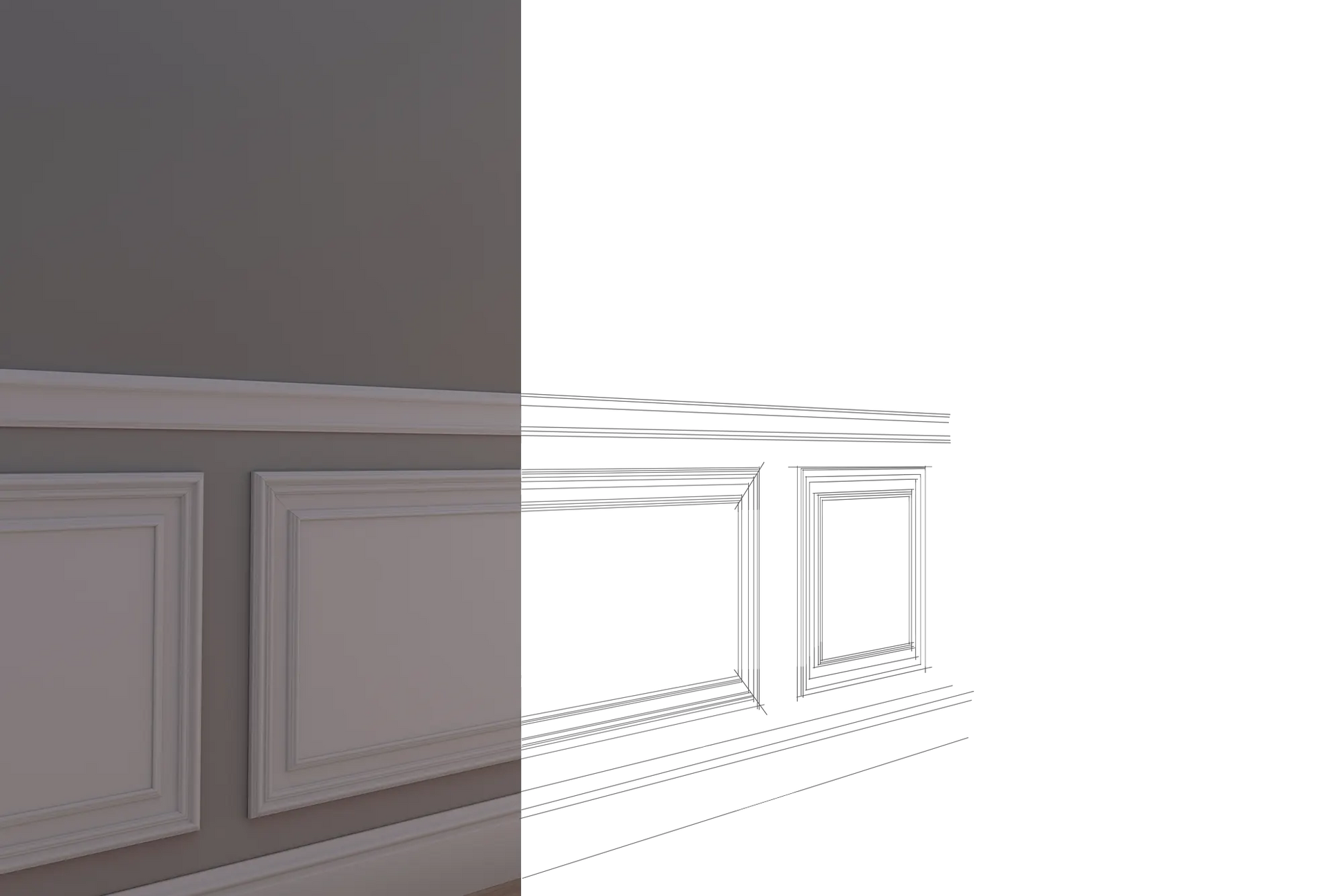 Pannello Bianco completo per boiserie 80x55x1,9cm con cornice in Duropolimero e riempimento in cartongesso - Eternal Parquet