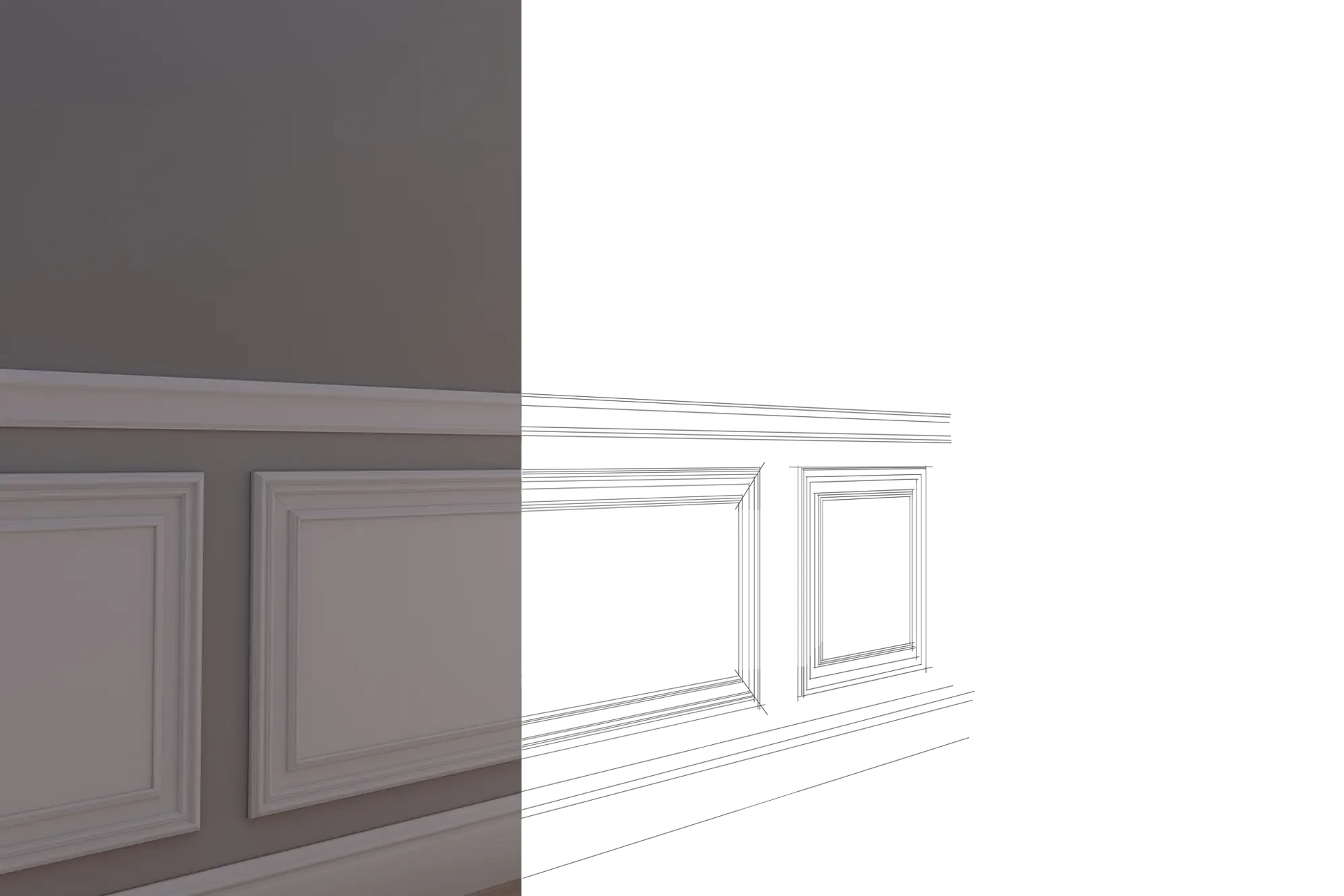 Pannello Bianco completo per boiserie 25x150x1,9cm con cornice in Duropolimero e riempimento in cartongesso - Eternal Parquet