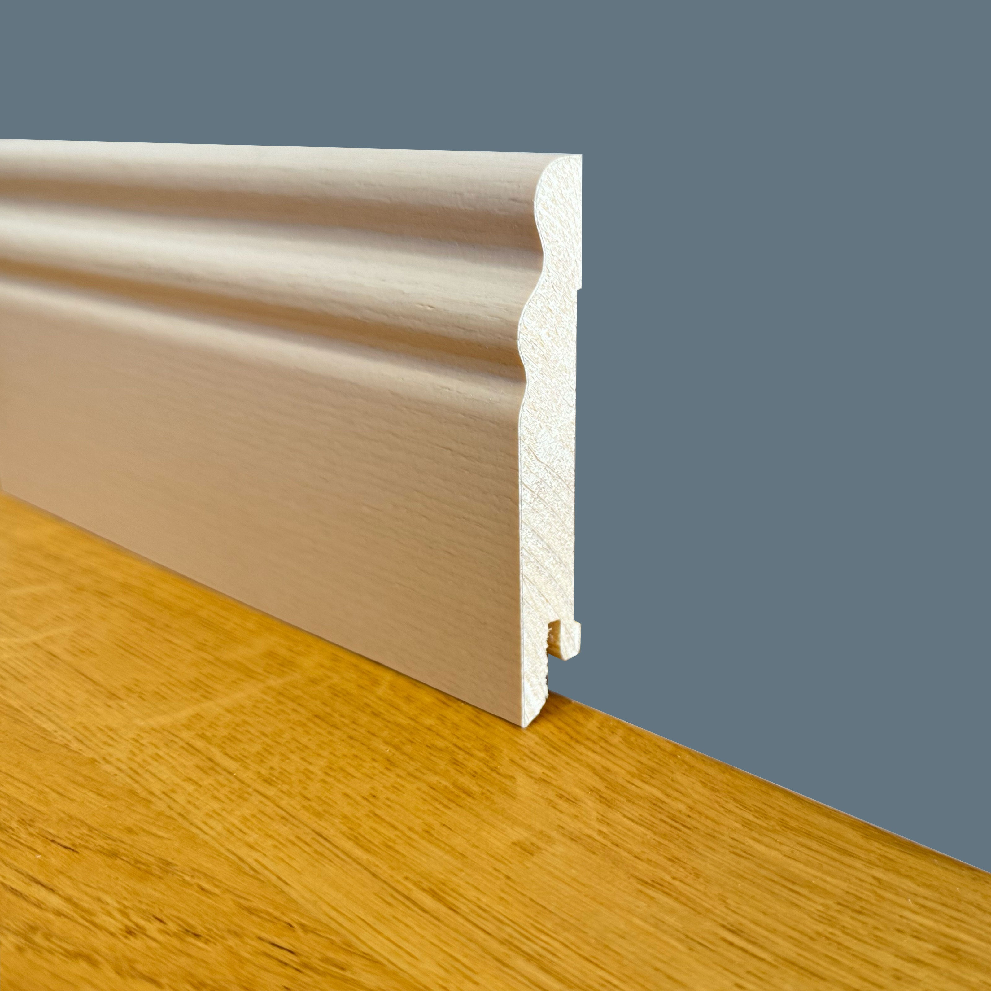 ***STOCK LAST MINUTE*** BATTISCOPA DUCALE in legno MASSELLO impiallacciato in LEGNO FRASSINO CREMA 95x15