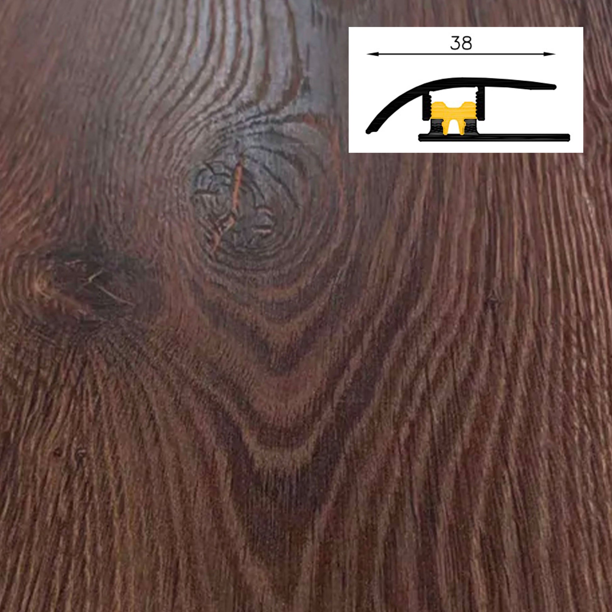 Barra da 90cm di PROFILO GIUNTO in Alluminio Gamma Laminati - Piatto o a discesa (base+coperchio) - Eternal Parquet