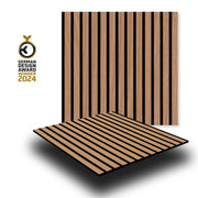 JANGAL Parete acustica a pannelli Modulabile LAMELLI 52x52cm rivestiti vero ROVERE mod. DAVERT OAK - Eternal Parquet