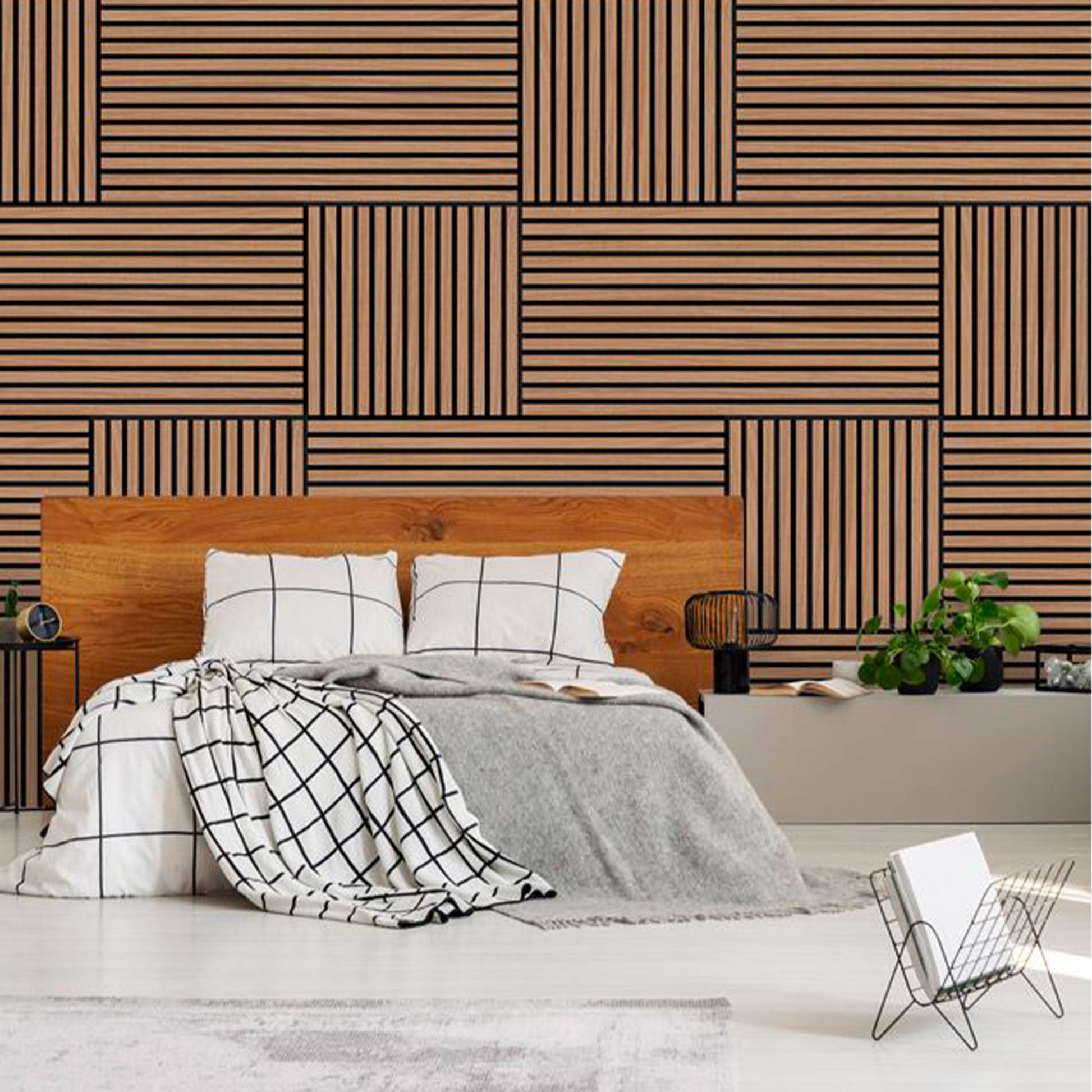 JANGAL Parete acustica a pannelli Modulabile LAMELLI 52x52cm rivestiti vero ROVERE mod. DAVERT OAK - Eternal Parquet