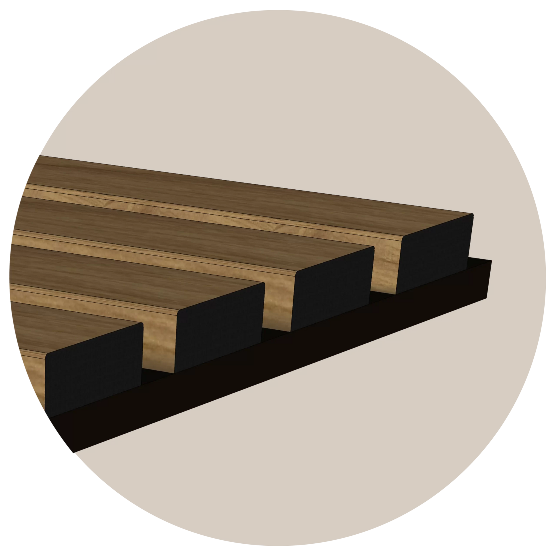€49,90al mq - pacco da 3,6mq (due aste) 22x600x3000mm di Rivestimento ACUSTICO Pet e polimeri LAMELLI vari decori - Eternal Parquet