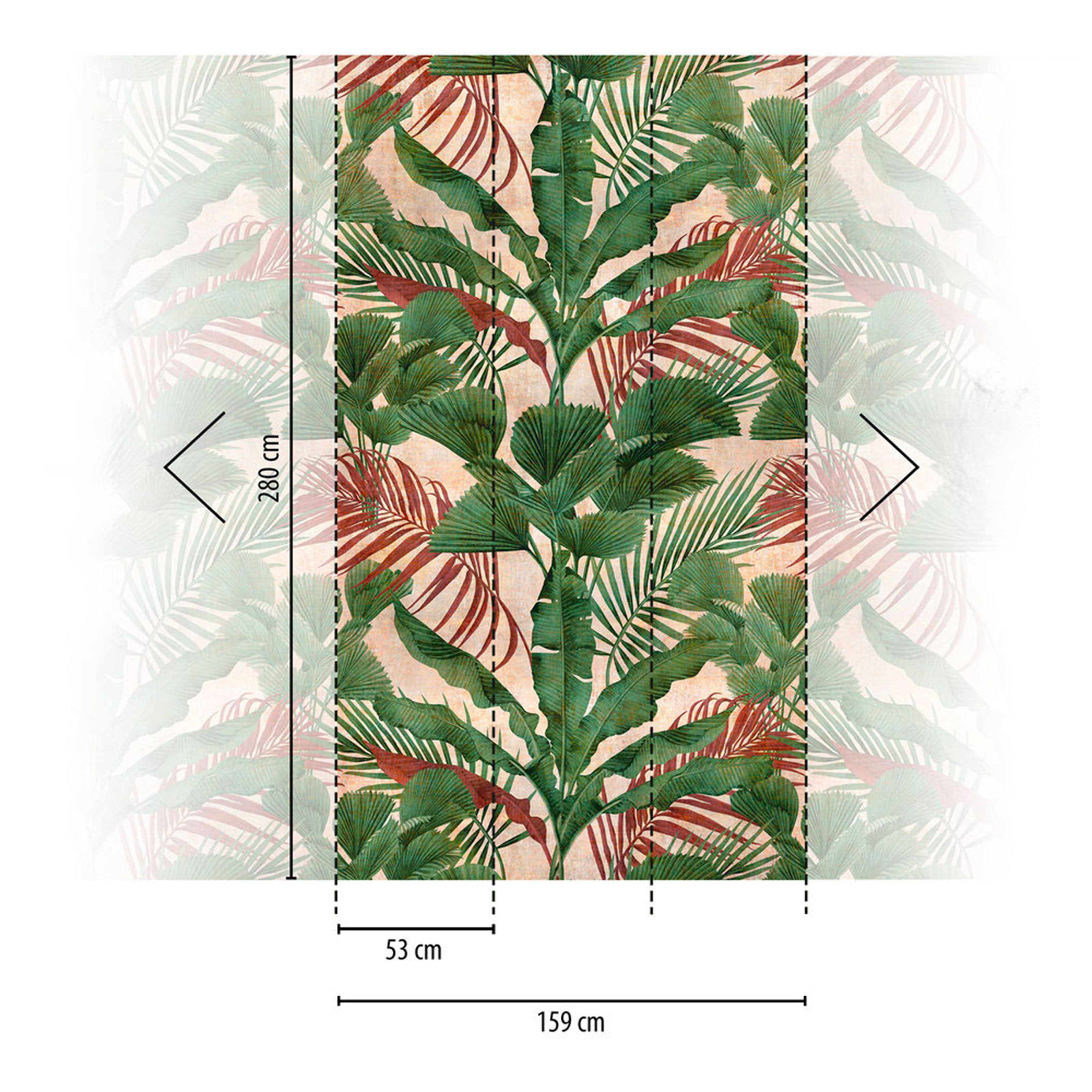 Pannello JUNGLE RED 159x280cm di Carta da Parati TNT VINILICO a modulo raccordabile continuativo (3 teli/rotoli) - Eternal Parquet