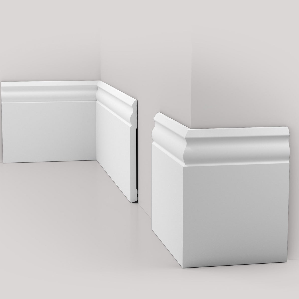 Battiscopa DUCALE bianco basso spessore 140x10mm in POLIMERI - Polistrutturato (prezzo al metro)