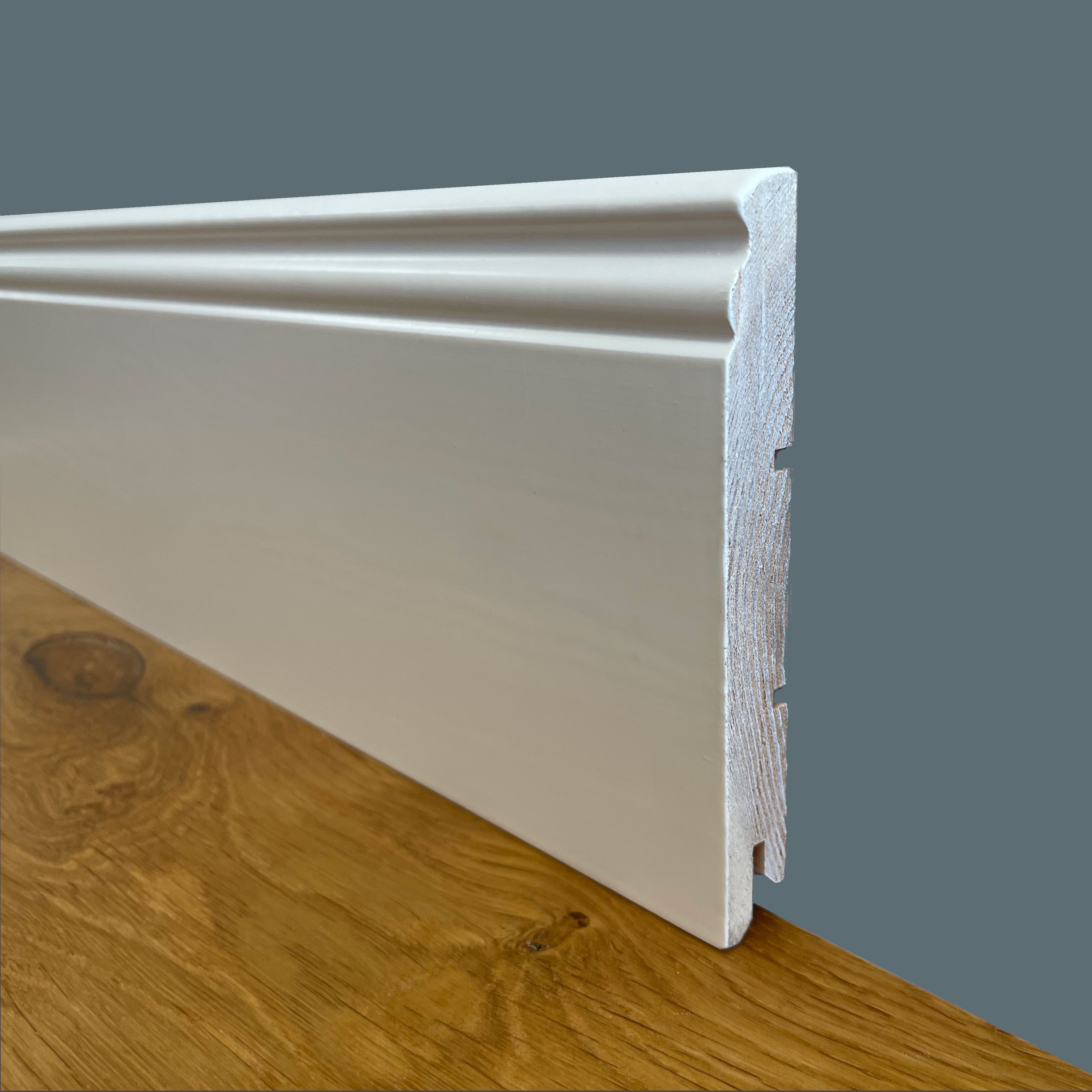 100ml di Battiscopa PREMIUM in legno MASSELLO mod.DUCALE 120x15 laccat