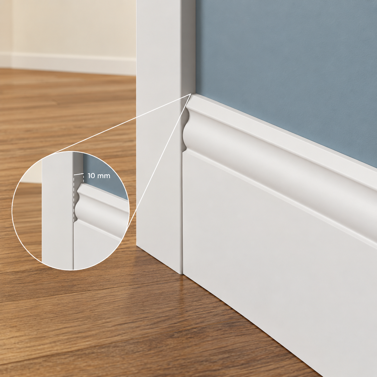 Battiscopa DUCALE bianco basso spessore 100x10mm in POLIMERI - Polistrutturato (prezzo al metro)
