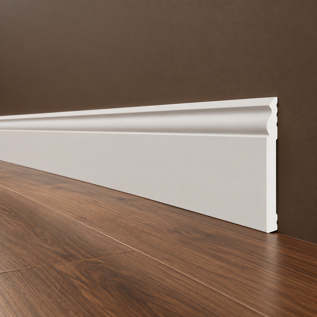 Battiscopa DUCALE bianco basso spessore 140x10mm in POLIMERI - Polistrutturato (prezzo al metro)