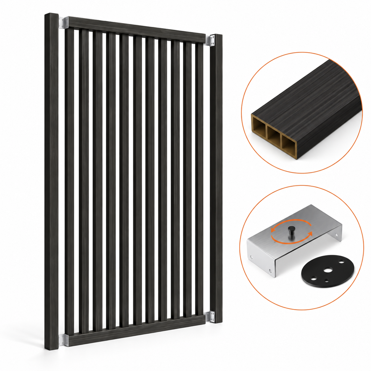 SIPA SLIM Kit completo (13 toghe+2 basi orizzontali+staffe GIREVOLI) Divisorio Frangiluce in PVC Effetto Legno – rifilabile  1205x2900mm