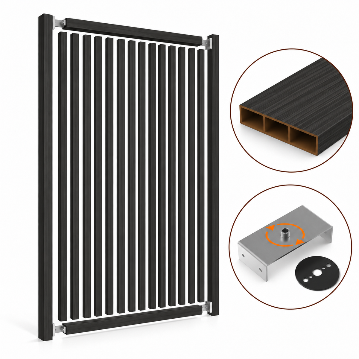 SIPA SLIM Kit completo (16 toghe+2 basi orizzontali+staffe GIREVOLI) Divisorio Frangiluce in PVC Effetto Legno – rifilabile  1525x2900mm