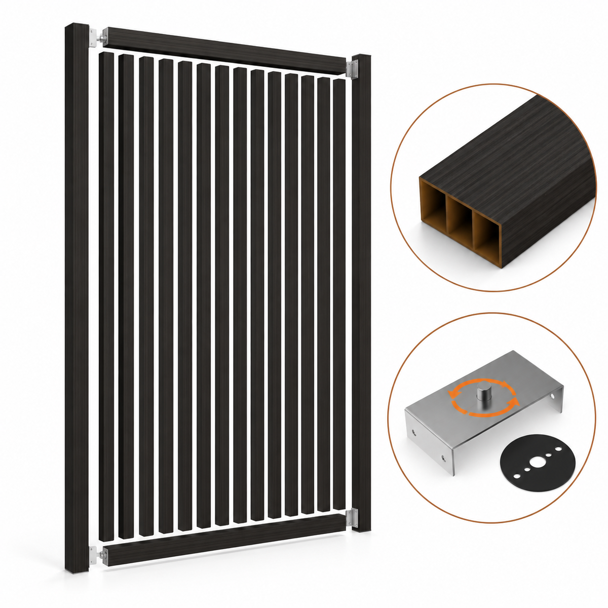 SIPA BOLD Kit completo (16 toghe+2 basi orizzontali+staffe GIREVOLI) Divisorio Frangiluce in PVC Effetto Legno – rifilabile  1600x2900mm