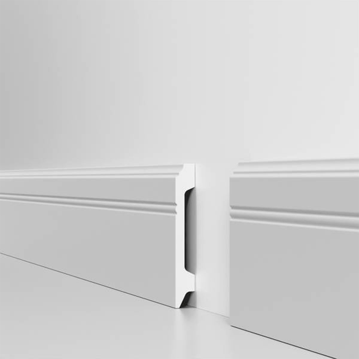 Battiscopa BIANCO Passacavo HORIZON by EDWIN VOSS 100x15mm in POLIMERI - (prezzo al metro)
