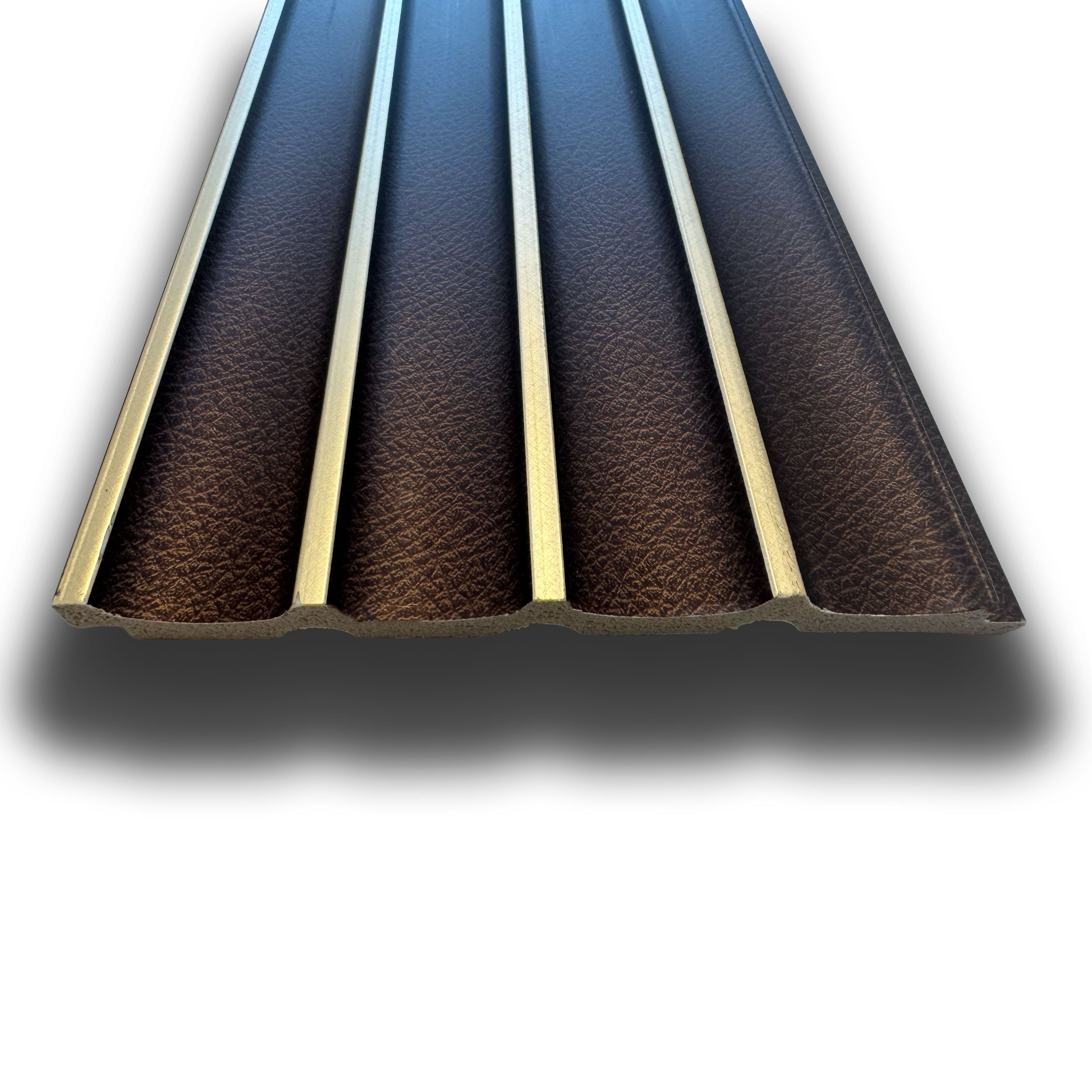 Asta intera 12x127x2800mm di Rivestimento Parete Boiserie cannettato Lamelli in polimeri LEATHER and GOLD - Eternal Parquet