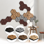 Pannello acustico professionale decorativo Esagonale 300x260x18mm in VERO LEGNO+Pet+Mdf "varie essenze" - Eternal Parquet