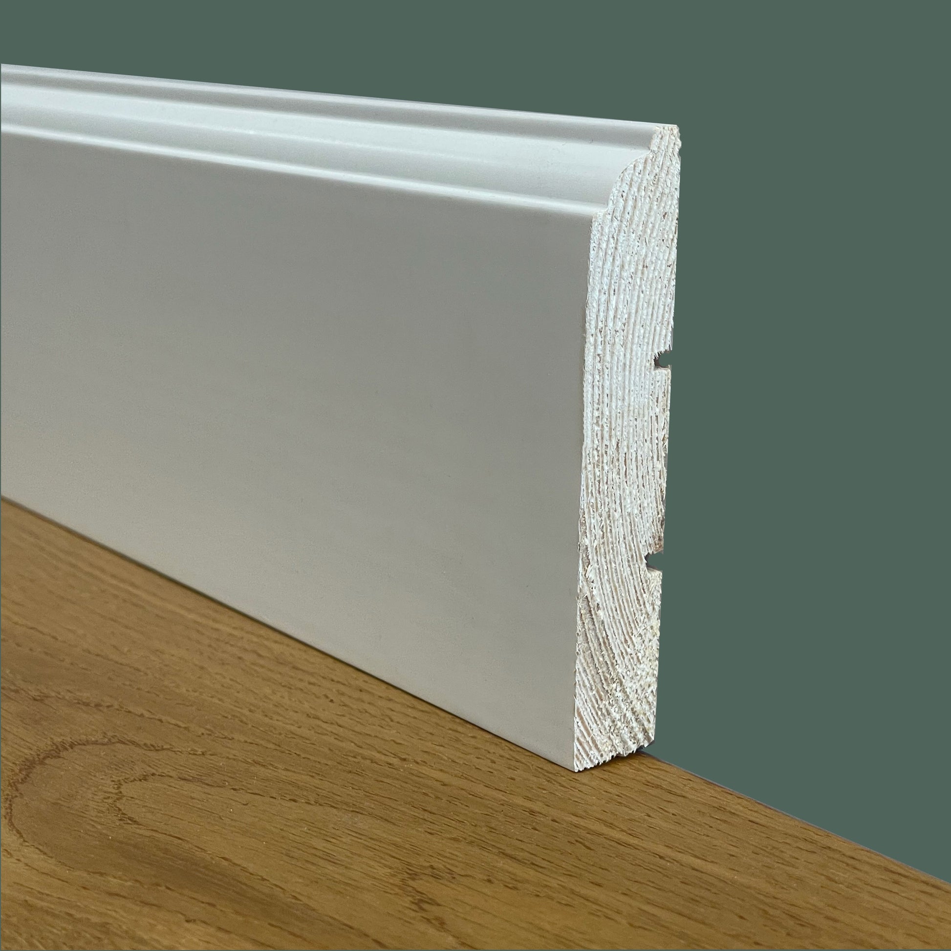 Battiscopa PREMIUM in legno MASSELLO mod.FIRENZE 91x15 laccato bianco liscio (prezzo al metro) - Eternal Parquet