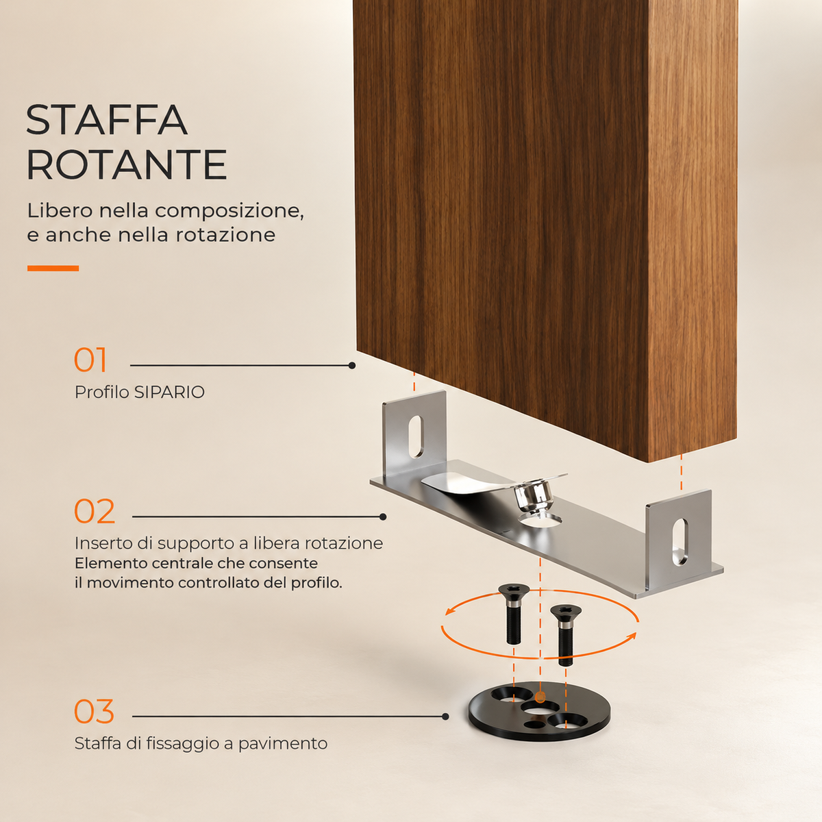 SIPA PURE Divisorio Frangiluce Separè in PVC Effetto Legno – Singole Doghe Fisse o Girevoli + accessori 75x50x2900mm