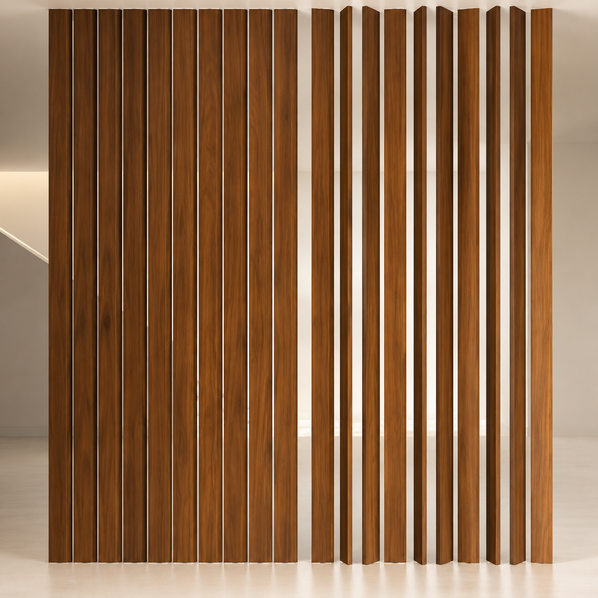 SIPA PURE Divisorio Frangiluce Separè in PVC Effetto Legno – Singole Doghe Fisse o Girevoli + accessori 75x50x2900mm