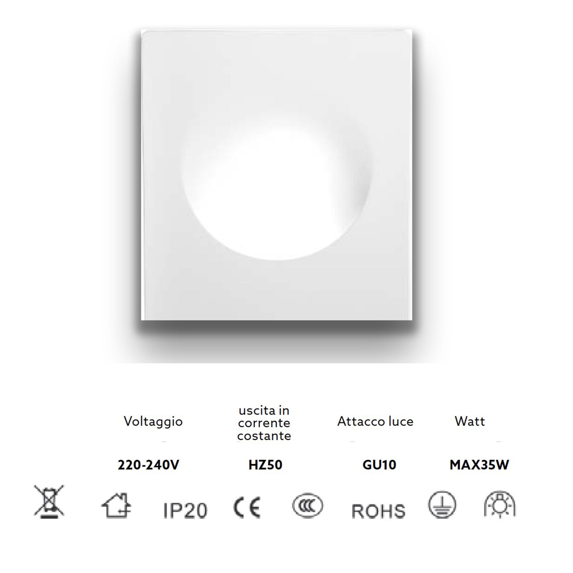 *STOCK* Portafaretto In Gesso Ceramico ad incasso GHOST 350x290x75mm foro 13cm 40W GU10 IP20 - Eternal Parquet