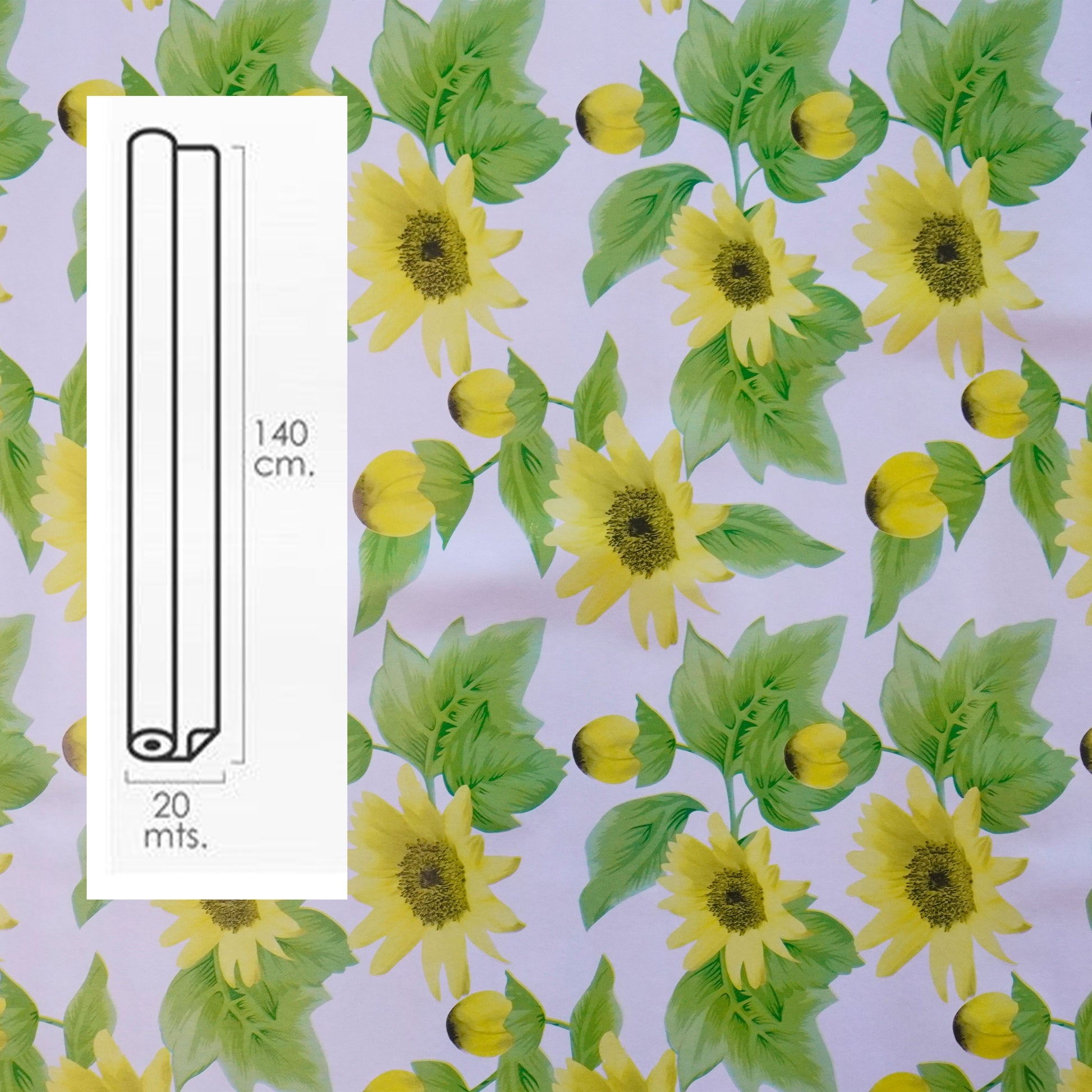 ***MEGA STOCK*** Rotolo da 20 metri (H140cm) di Tovaglia PVC telata cerata Per Casa, Sagre, Pizzerie GIRASOLI GIALLI - Eternal Parquet