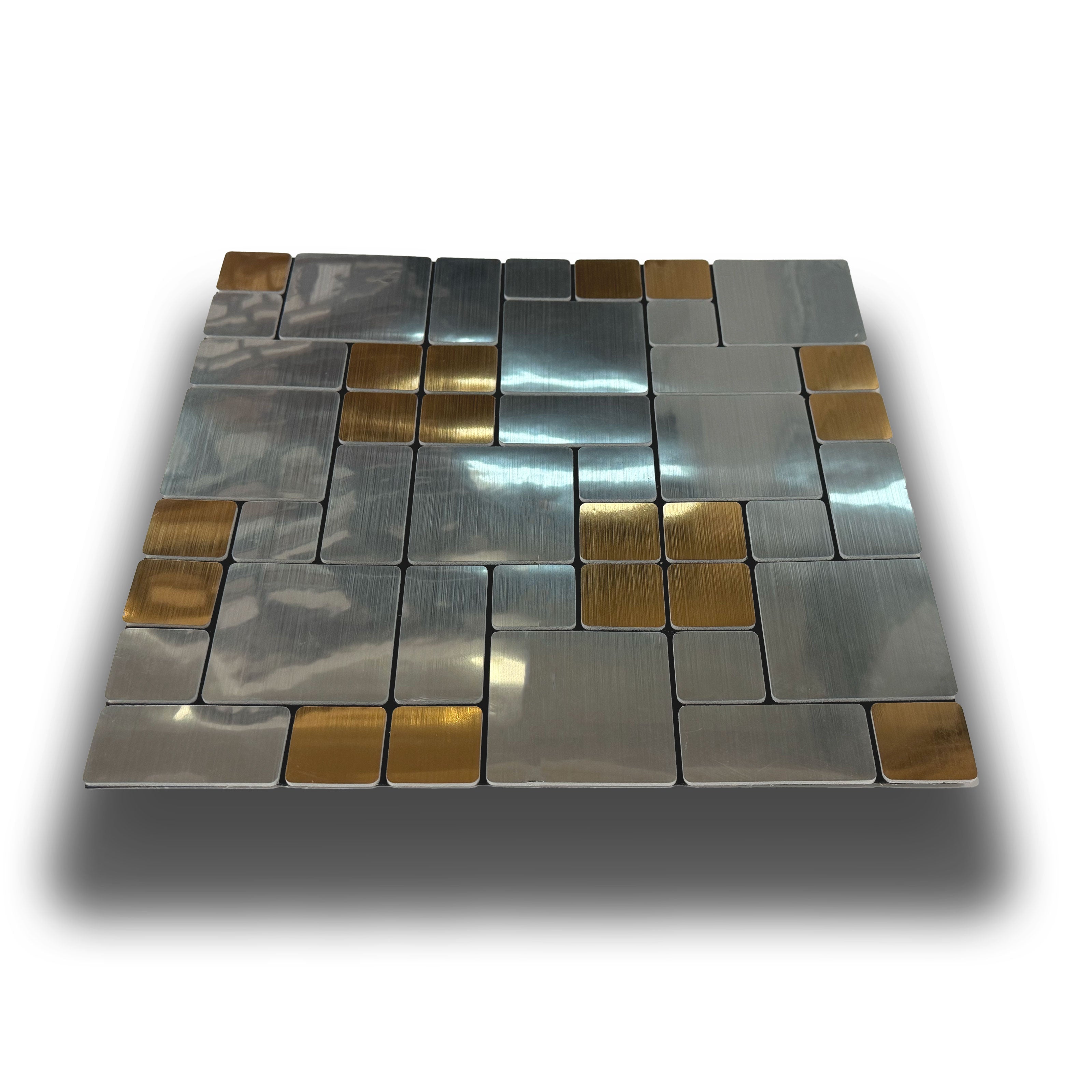 Piastrelle 3D Autoadesive in PET acustiche e isolanti 30x30cm (4mm spessore) MOSAICO GOLD SILVER