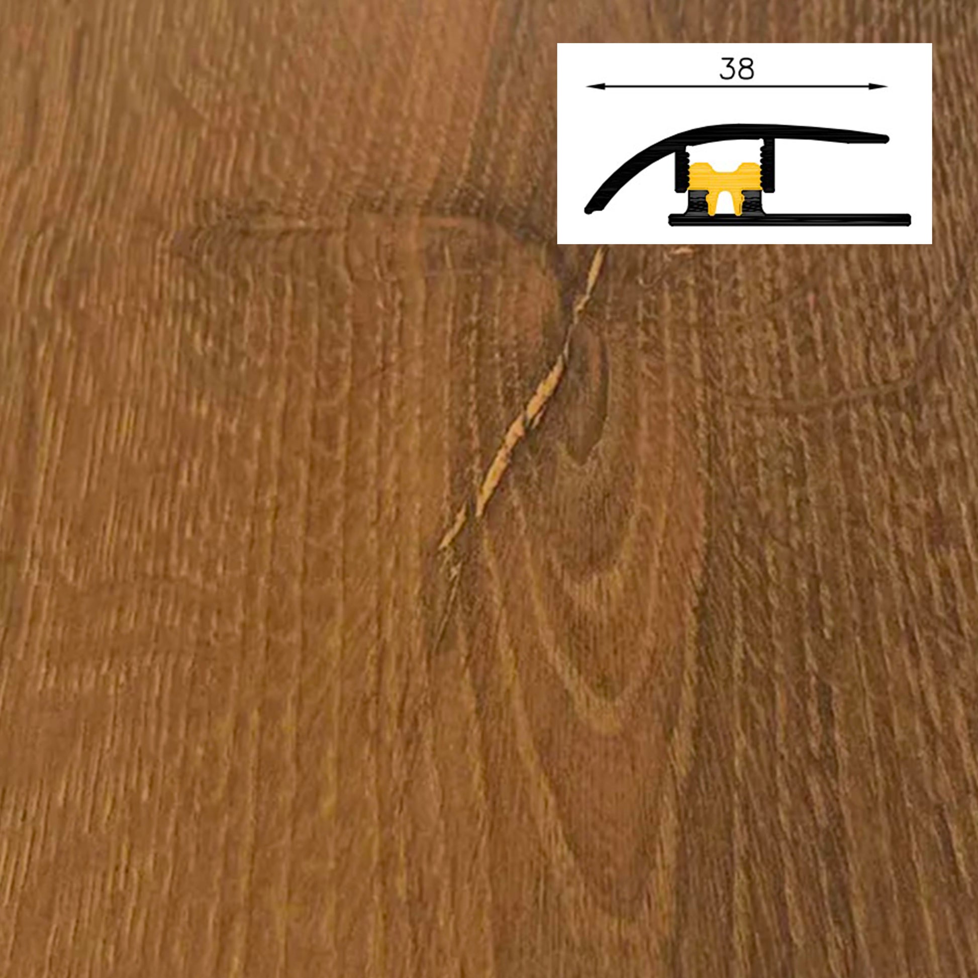 Barra da 90cm di PROFILO GIUNTO in Alluminio Gamma Laminati - Piatto o a discesa (base+coperchio) - Eternal Parquet
