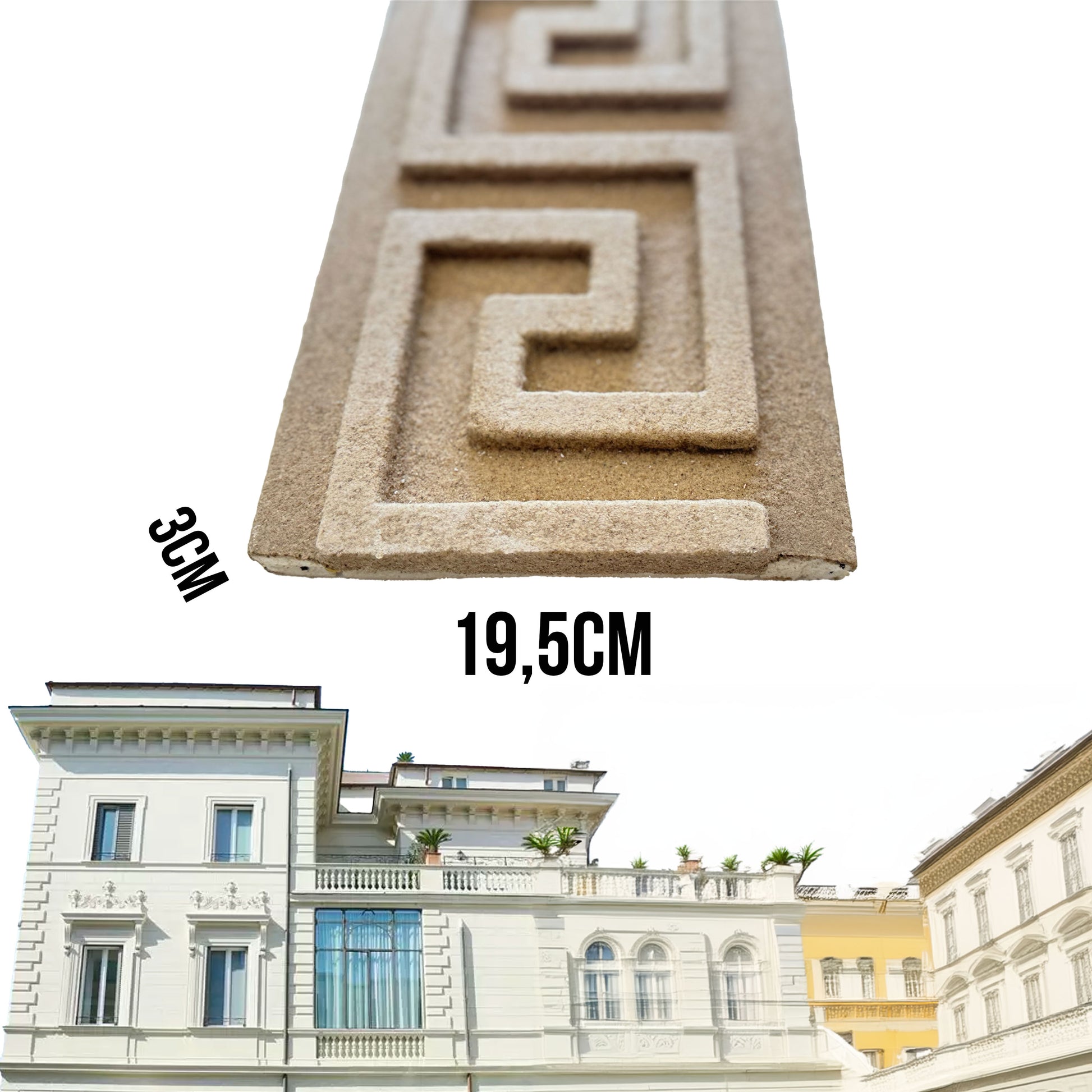 €16,99ml *** STOCK *** Pacco da 44ml di cornice decorativa in XPS Resinata per esterno 19,5X3X200cm PD013 - Eternal Parquet