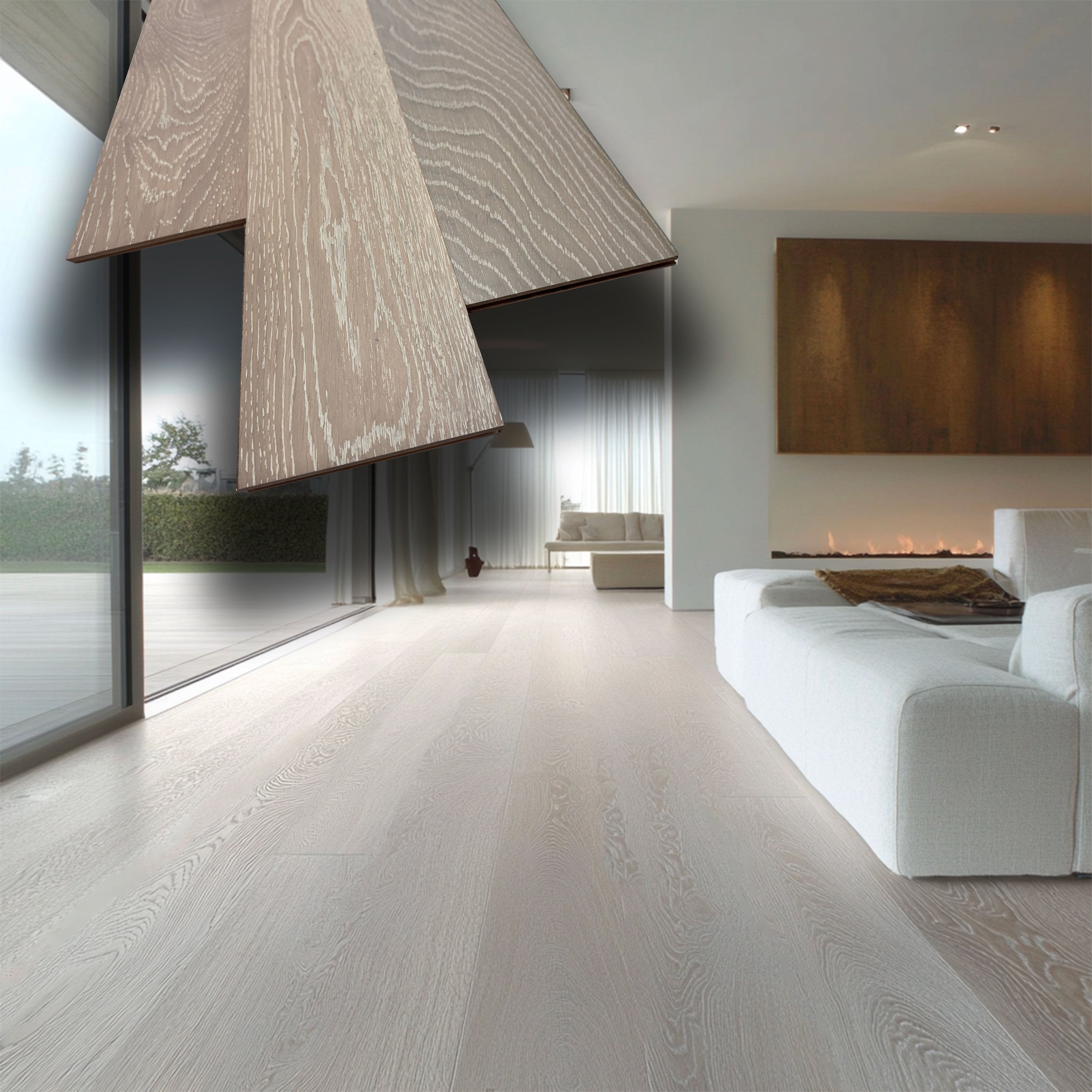 €28,90mq * STOCK GARBELOTTO * Lotto da 51mq di Parquet rovere Grigio caldo decapato bianco 10x140/143x1000/1850