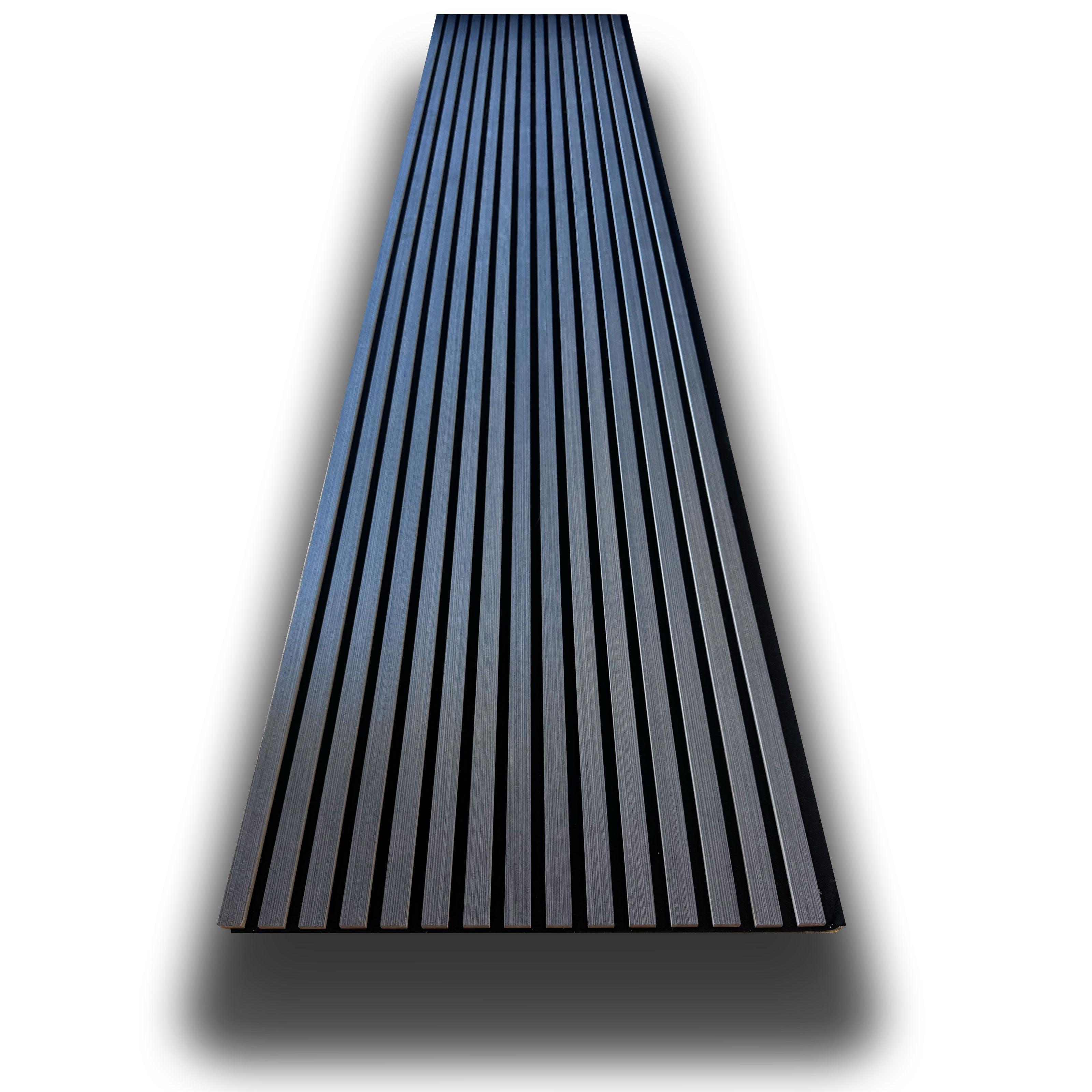 Pannello ACUSTICO (1,74mq) a Lamelli AUTOADESIVO rivestito in VERO LEGNO + feltro + fibra di legno  - mis. 12x600x2900mm ROVERE GRIGIO - Eternal Parquet