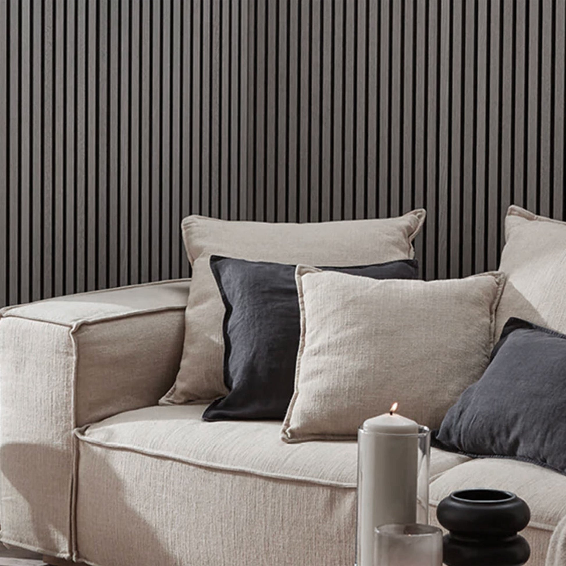 Pannello Acustico Feltro e fibra di legno Lamelli millerighe ROVERE GRIGIO 120x34x1,5 - Eternal Parquet