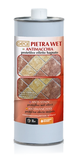 Protettivo effetto bagnato lucido per Pietra Marmo Granito Ardesia 1L Geal PIETRA WET - Eternal Parquet