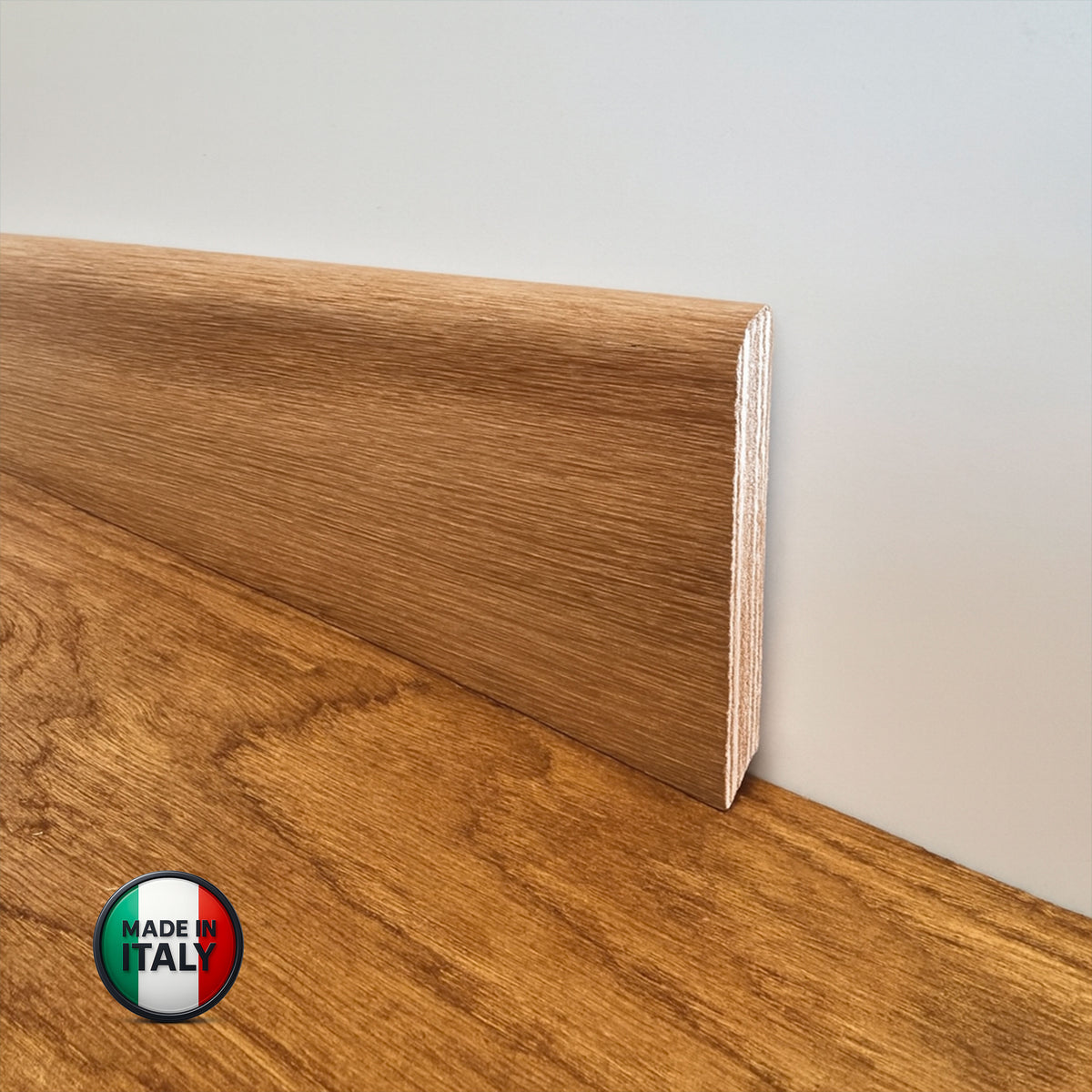 €1,89ml  ** FUORI TUTTO ** Lotti da 60ml di Battiscopa in legno multistrato impiall. IROKO GREZZO 82x13mm - Eternal Parquet