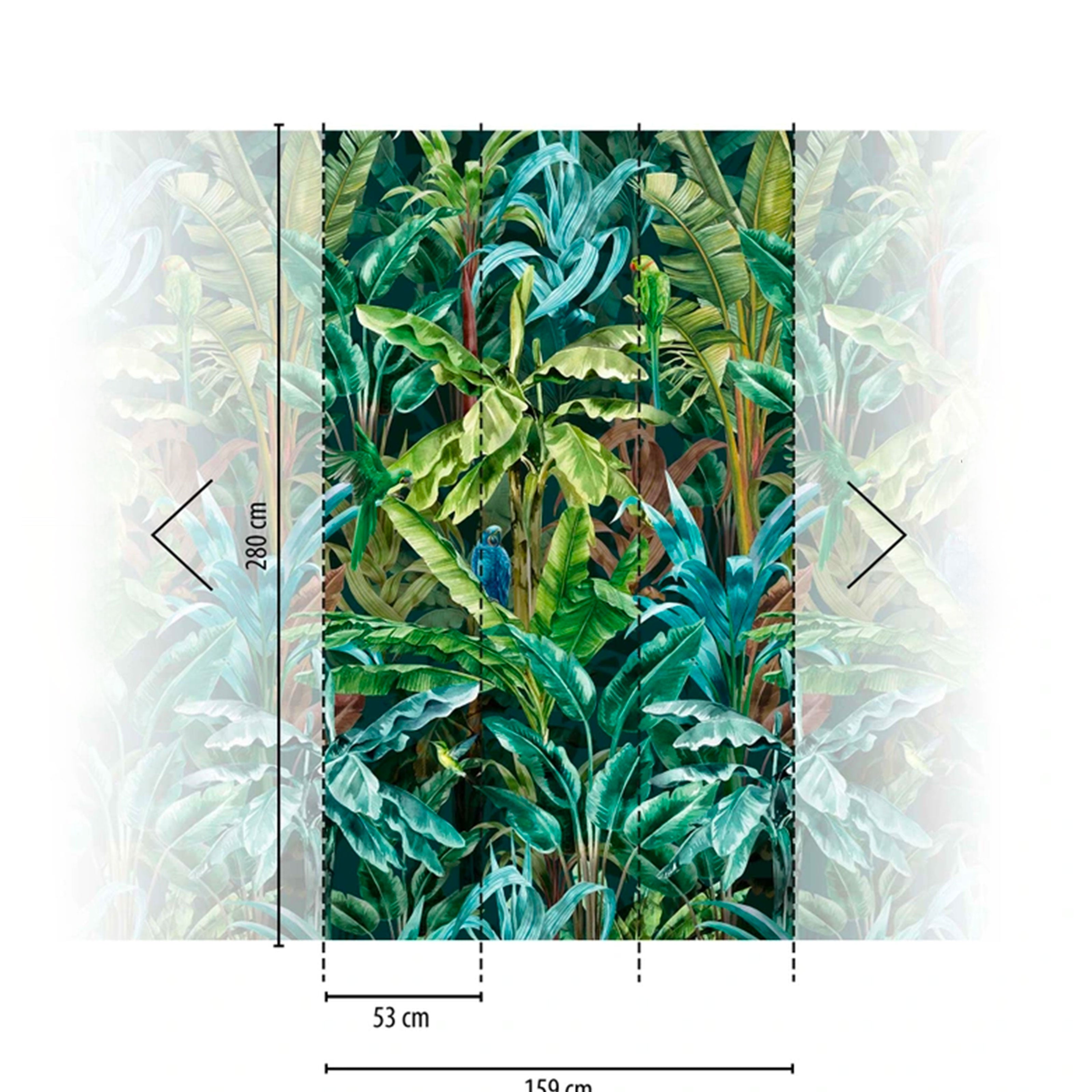 Pannello JUNGLE GREEN 159x280cm di Carta da Parati TNT VINILICO a modulo raccordabile continuativo (3 teli/rotoli) - Eternal Parquet