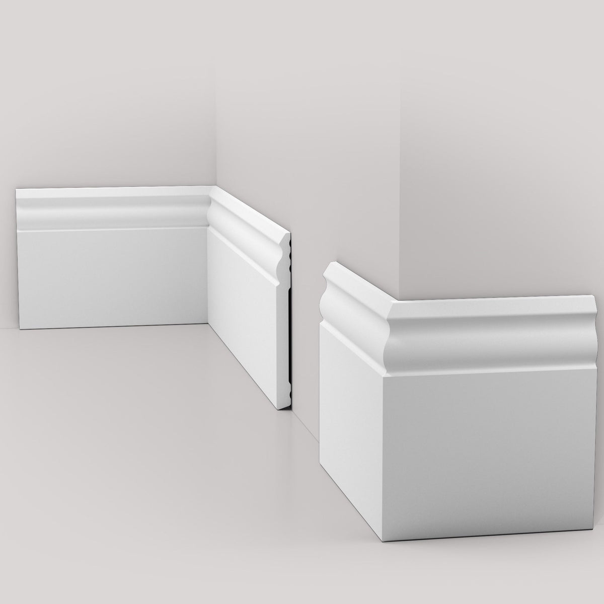 Battiscopa DUCALE bianco basso spessore 120x10mm in POLIMERI - Polistrutturato (prezzo al metro)