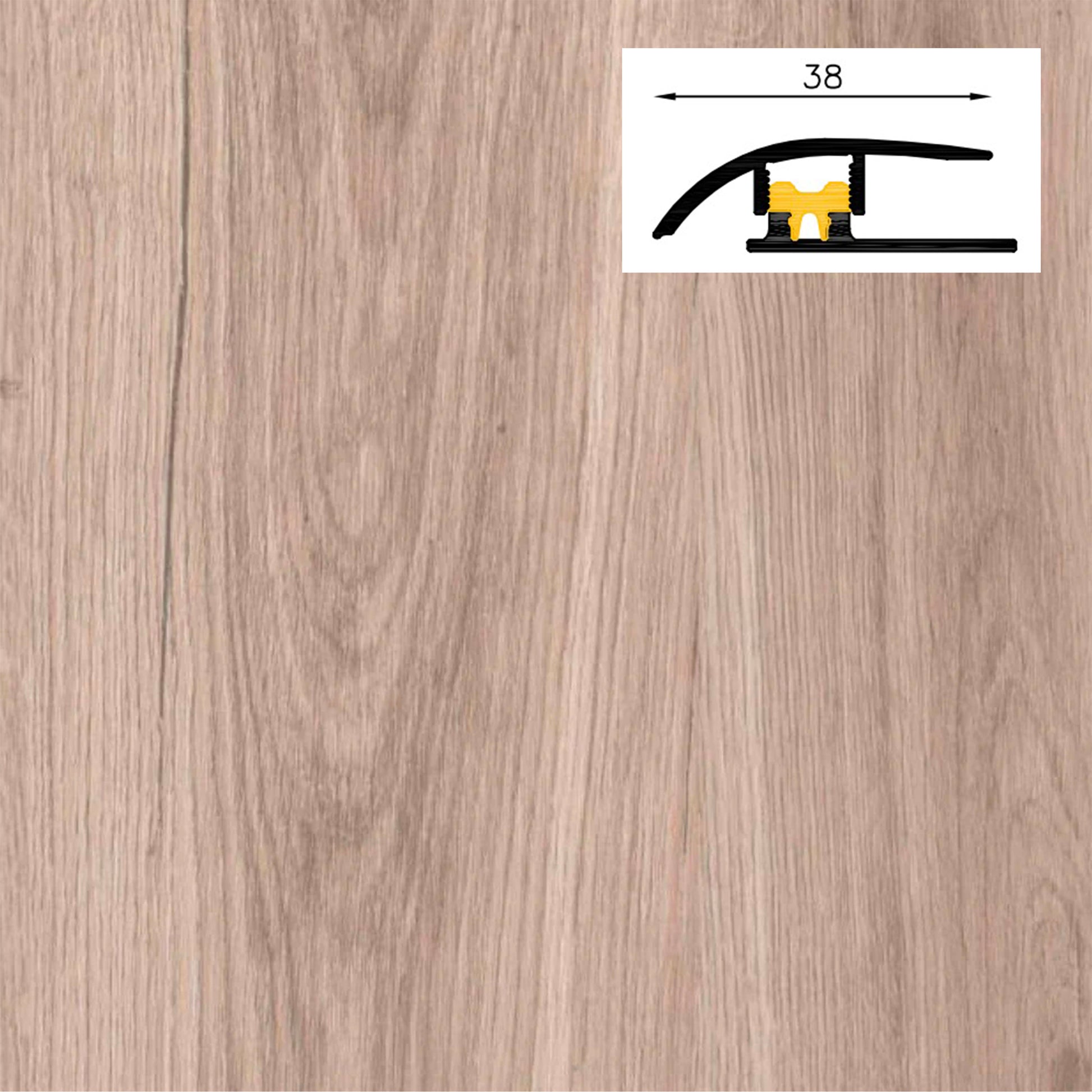 Barra da 90cm di PROFILO GIUNTO in Alluminio Gamma Laminati - Piatto o a discesa (base+coperchio) - Eternal Parquet