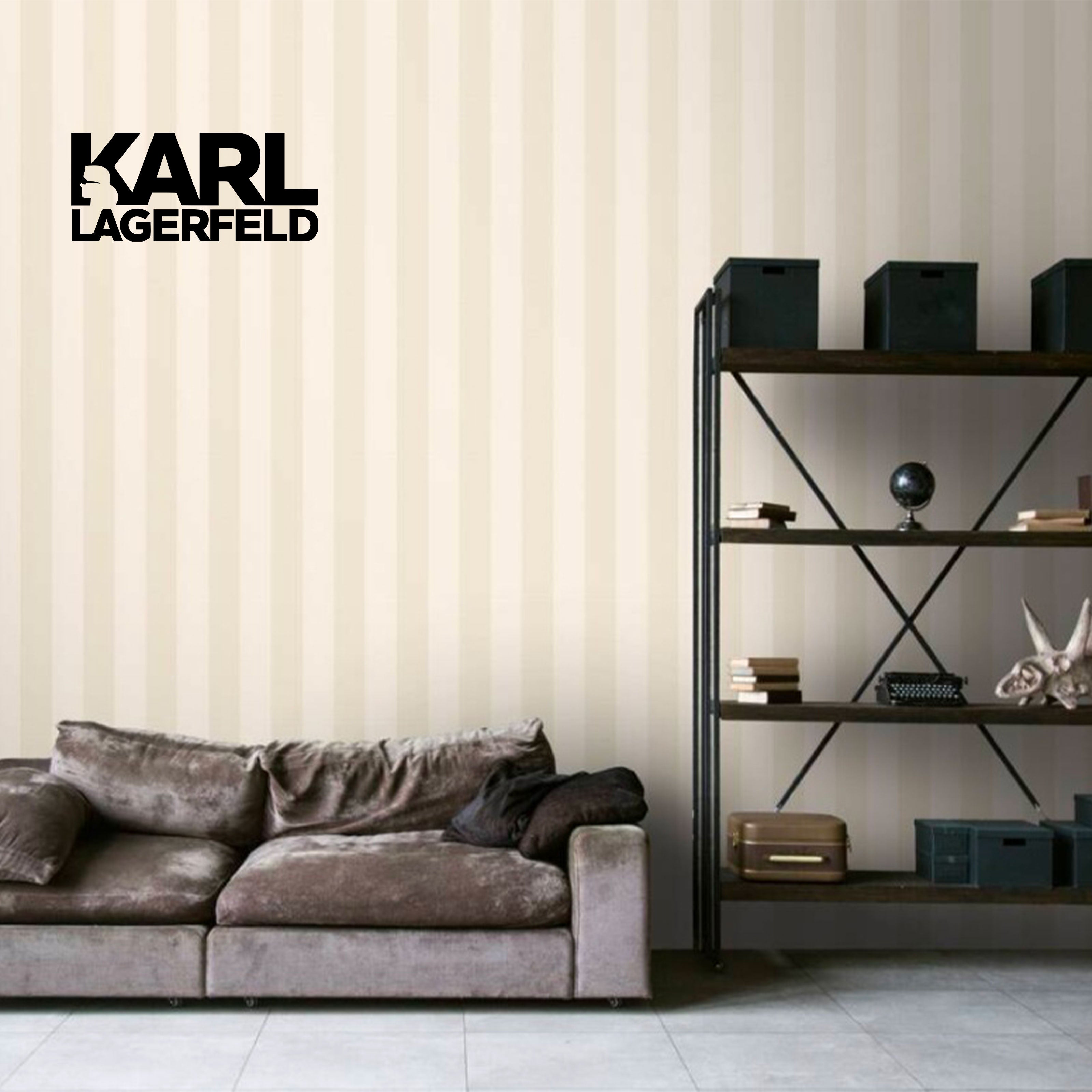 5,32mq Rotolo Carta da Parati griffata KARL LAGERFELD in TNT a rilievo multigloss PREMIUM 10,05x0,53mt cod. 37849-5 - Eternal Parquet