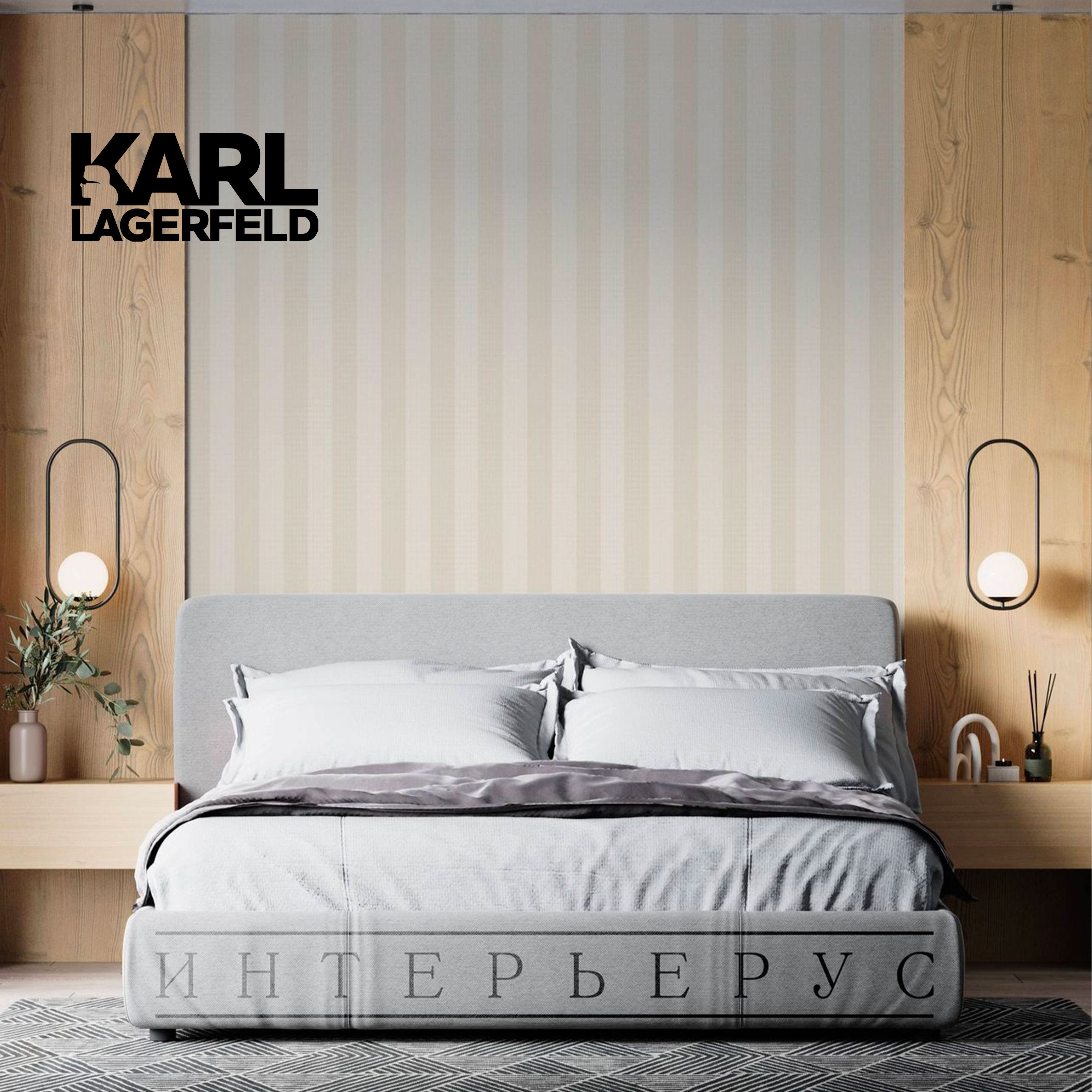 5,32mq Rotolo Carta da Parati griffata KARL LAGERFELD in TNT a rilievo multigloss PREMIUM 10,05x0,53mt cod. 37849-5 - Eternal Parquet