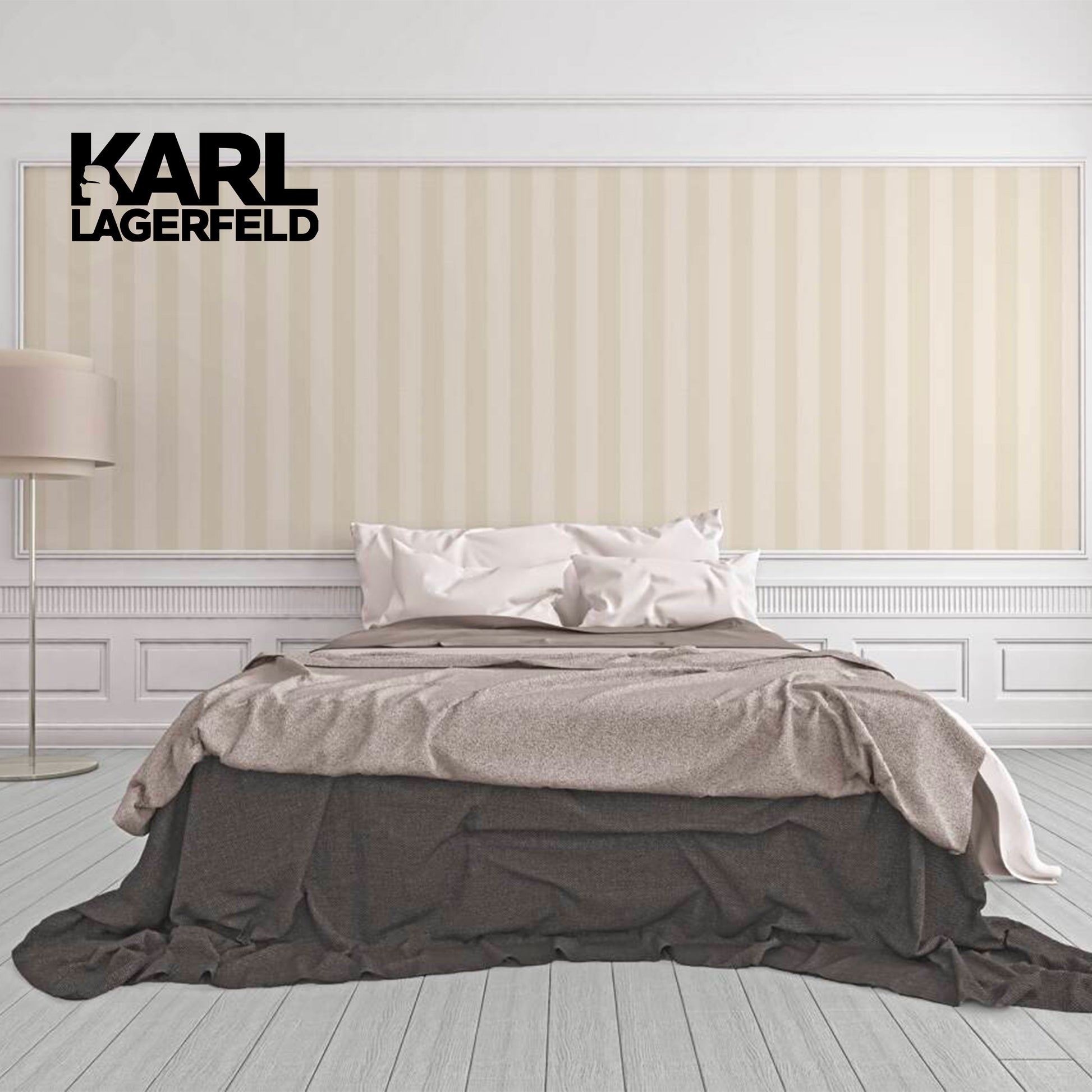 5,32mq Rotolo Carta da Parati griffata KARL LAGERFELD in TNT a rilievo multigloss PREMIUM 10,05x0,53mt cod. 37849-5 - Eternal Parquet