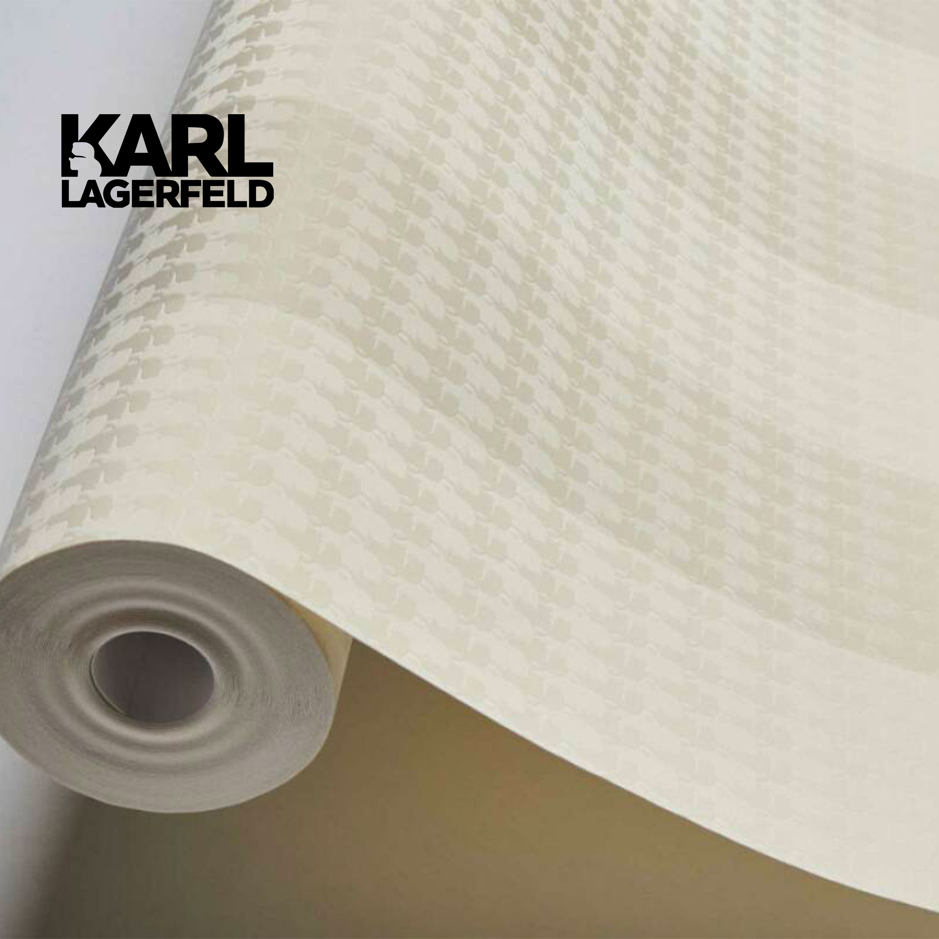 5,32mq Rotolo Carta da Parati griffata KARL LAGERFELD in TNT a rilievo multigloss PREMIUM 10,05x0,53mt cod. 37849-5 - Eternal Parquet