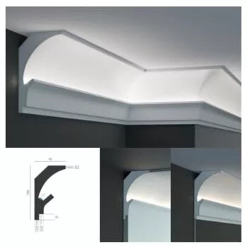€15,00 a barra *** STOCK *** Pacco da 2 barre di cornice XPS  Con alloggio LED 150X90x1150 KD202 - Eternal Parquet