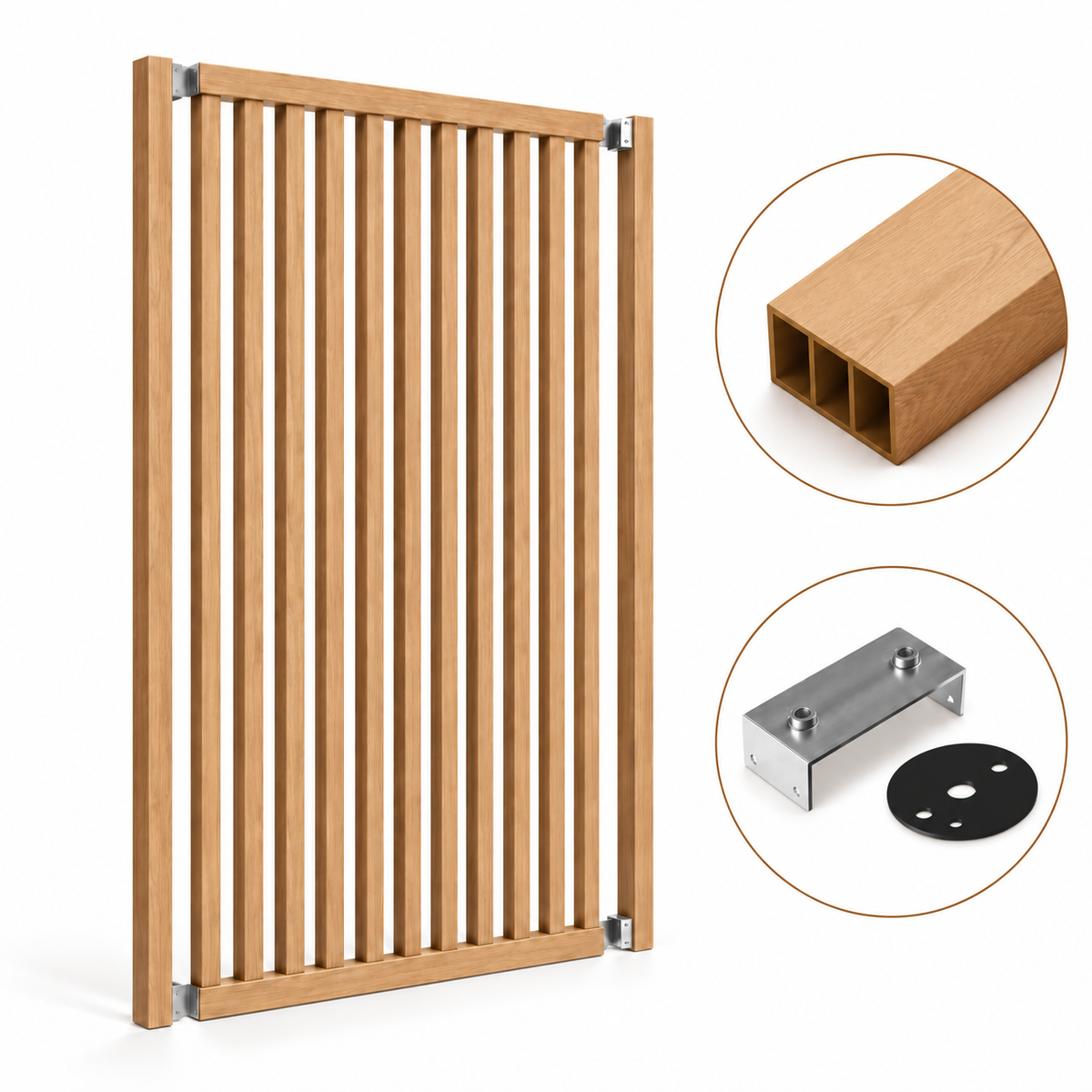 SIPA BOLD Kit completo (13 toghe+2 basi orizzontali+staffe GIREVOLI) Divisorio Frangiluce in PVC Effetto Legno – rifilabile  1255x2900mm - Eternal Parquet