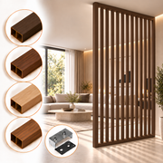 SIPA PURE Kit completo (13 toghe+2 basi orizzontali+staffe fisse) Divisorio Frangiluce in PVC Effetto Legno – rifilabile  1250x2900mm - Eternal Parquet