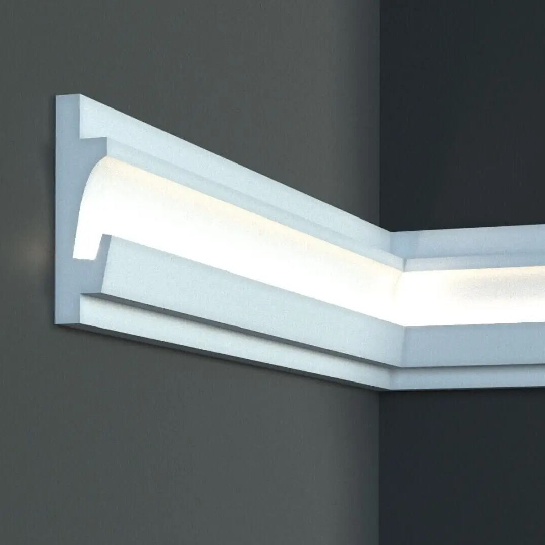 €9,99 a barra *** STOCK *** Pacco da 16 barre di cornice XPS  Con alloggio LED 125X35x1150 KD401 - Eternal Parquet