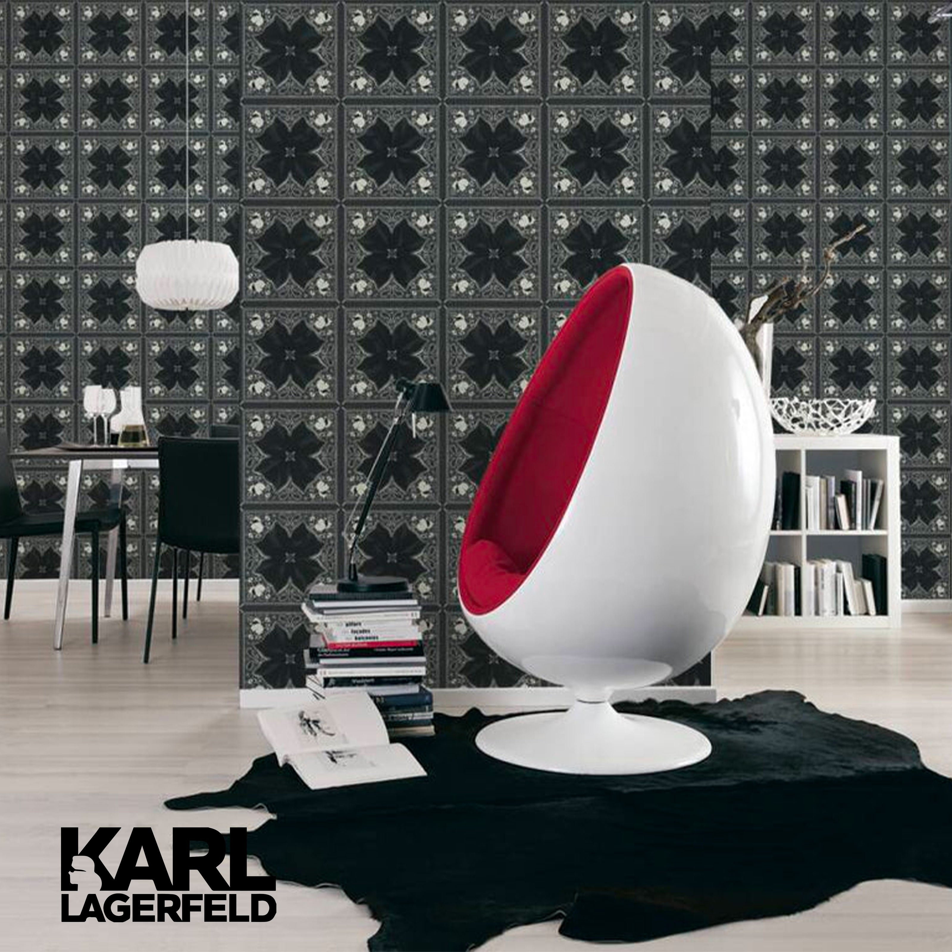 5,32mq Rotolo Carta da Parati griffata KARL LAGERFELD in TNT a rilievo multigloss PREMIUM 10,05x0,53mt cod. 37845-2 - Eternal Parquet