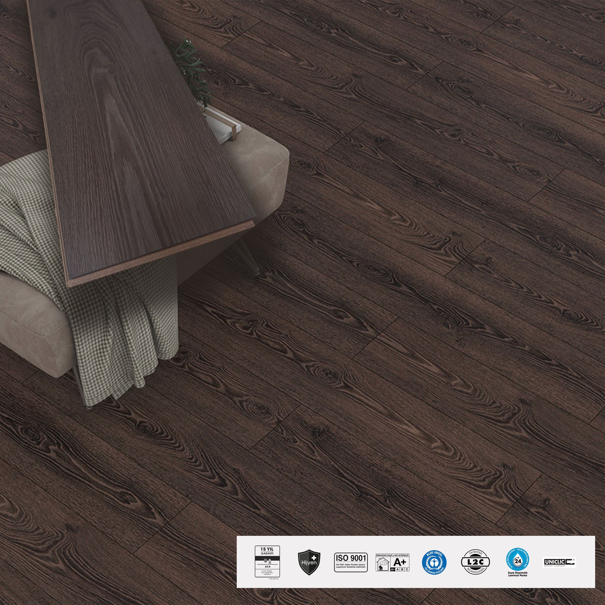 Pavimento in laminato AC4 8mm Click a REGISTRO bisellato HARBOUR 193x1205 - 15 anni garanzia - Eternal Parquet