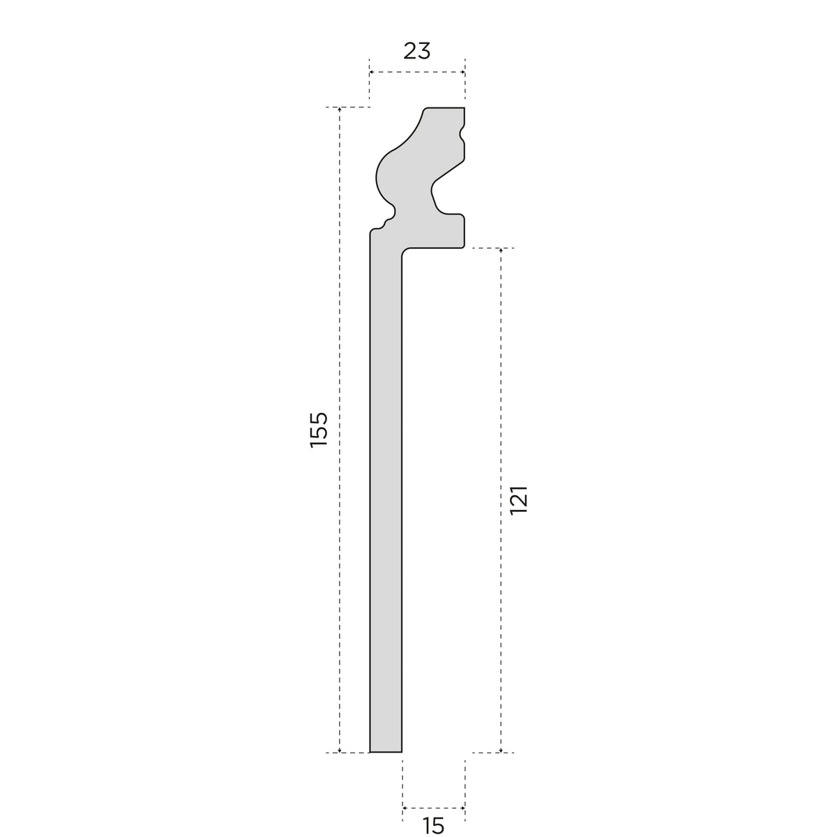 Battiscopa BIANCO Ducale Coprimarmo - coprivecchio 155x23mm in POLIMERI - (prezzo al metro)